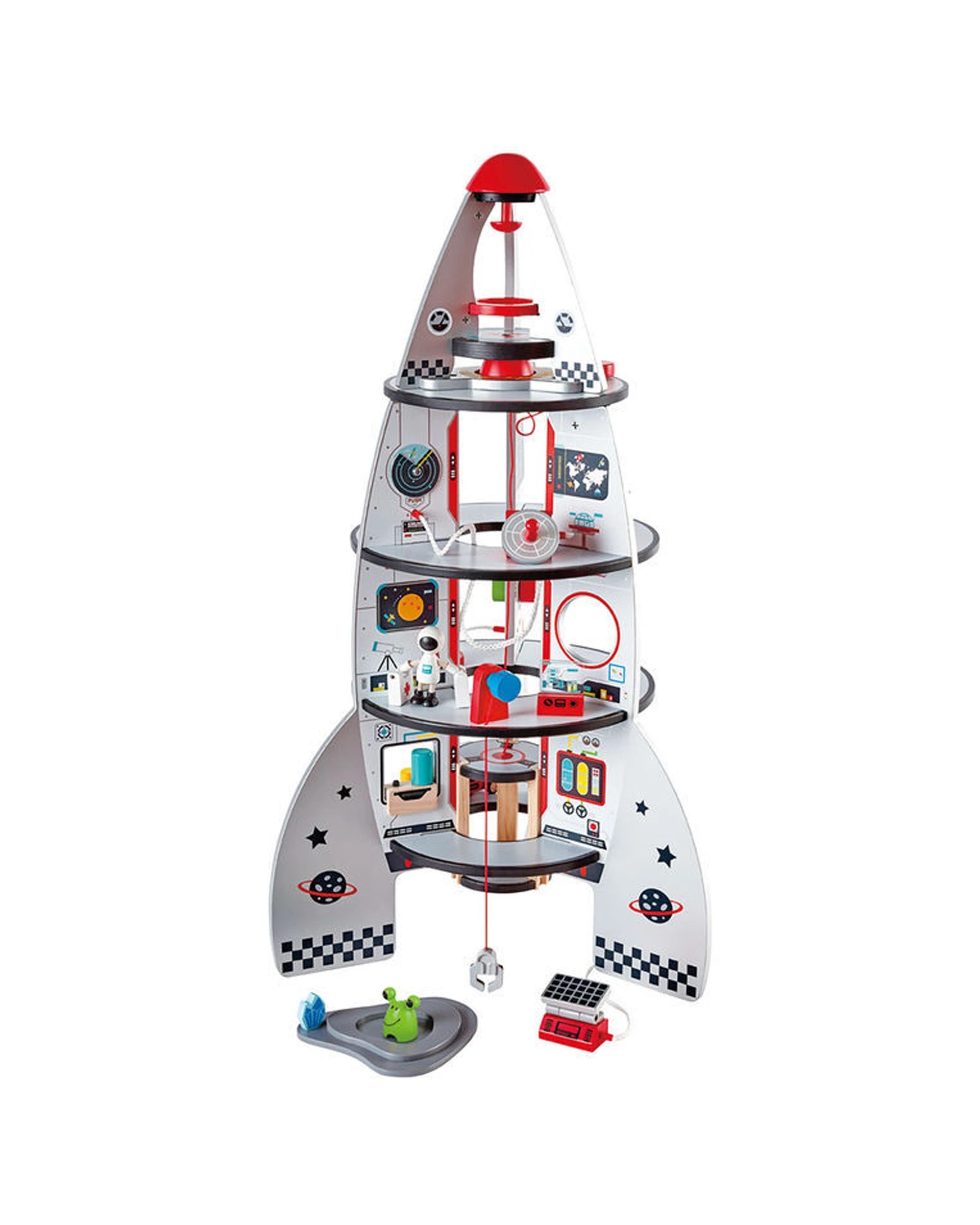 3 Hape 20pc Four Stage Rocket Ship Wooden Toy 74cm Kids Toddler 3y+. - White, 3 of 9