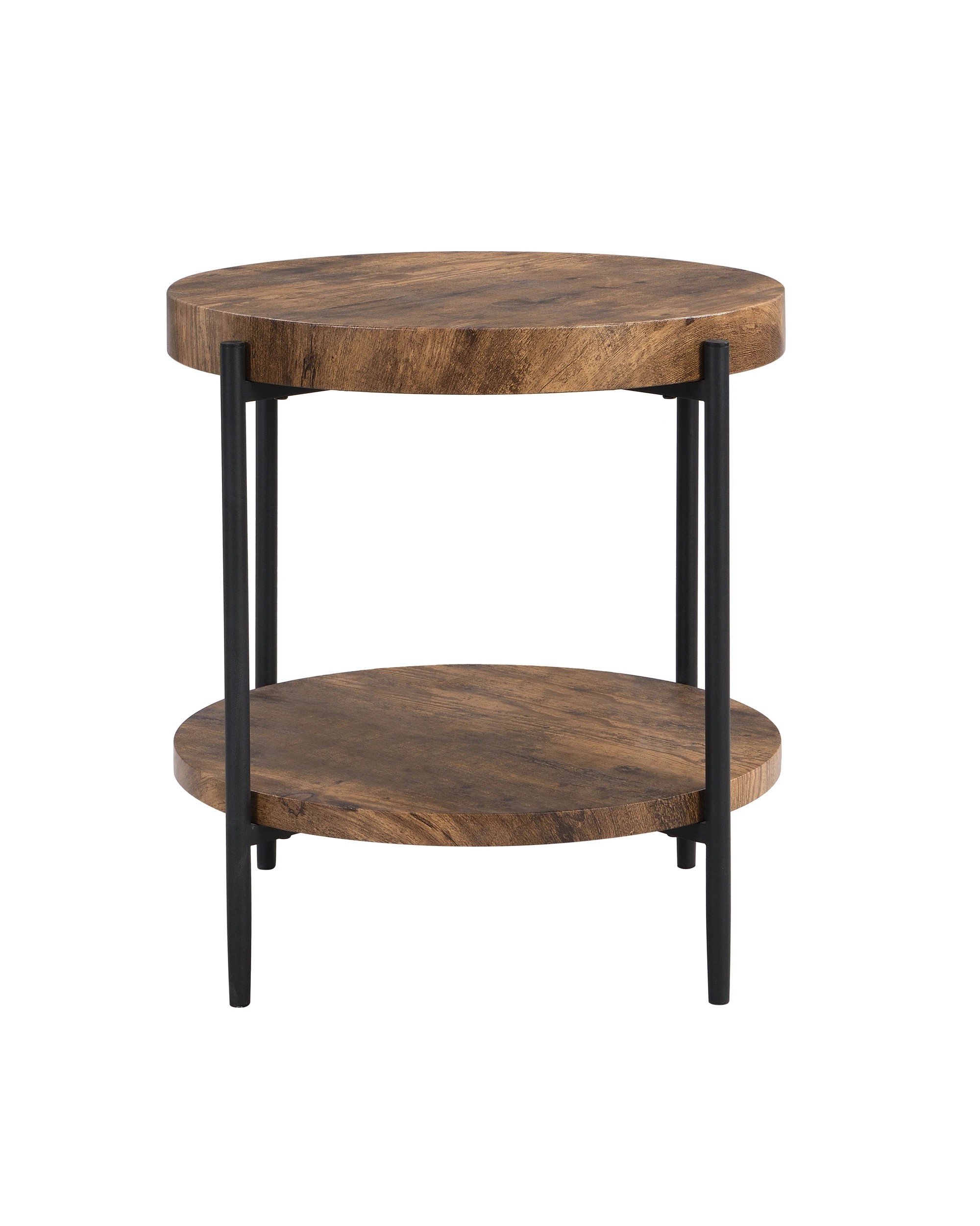 1 IHOMDEC 2 Tier MDF Steel Round Side Table, 1 of 5
