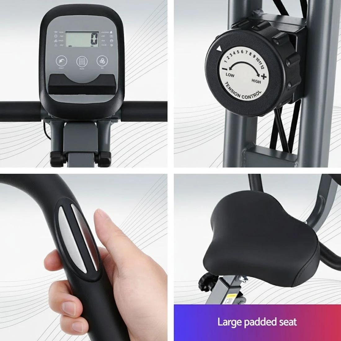 6 Everfit Folding Exercise Bike Magnetic X-Bike Aerobic Trainer Indoor - Grey, 6 of 6