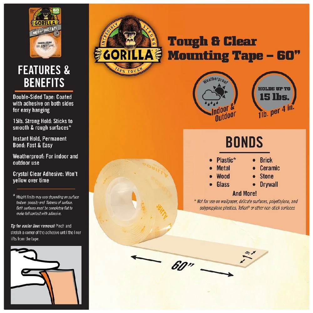 7 Gorilla Tough and Clear Mounting Tape 1.5m, 7 of 7