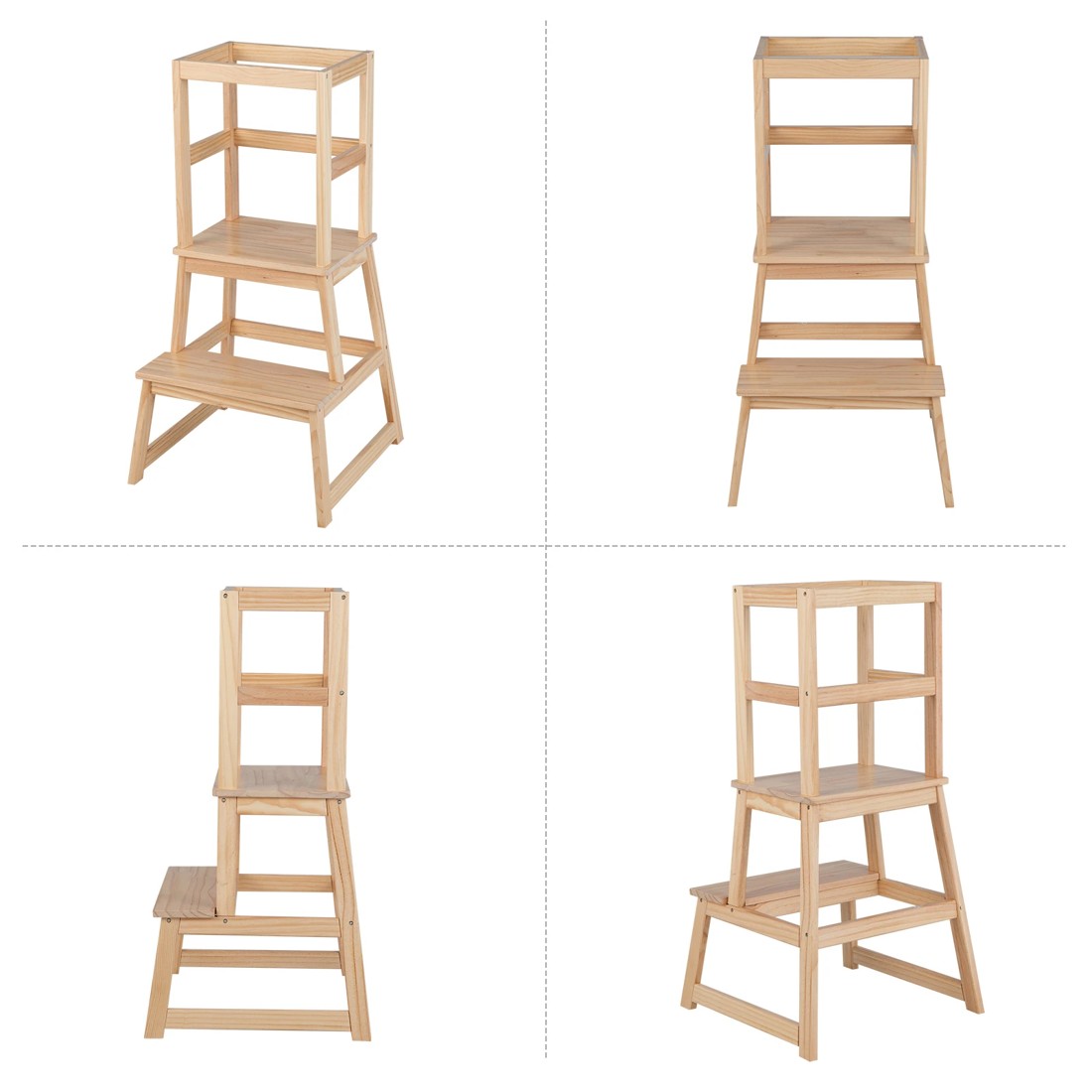 4 Costway Step Stool Training Ladder Chair Natural, 4 of 4
