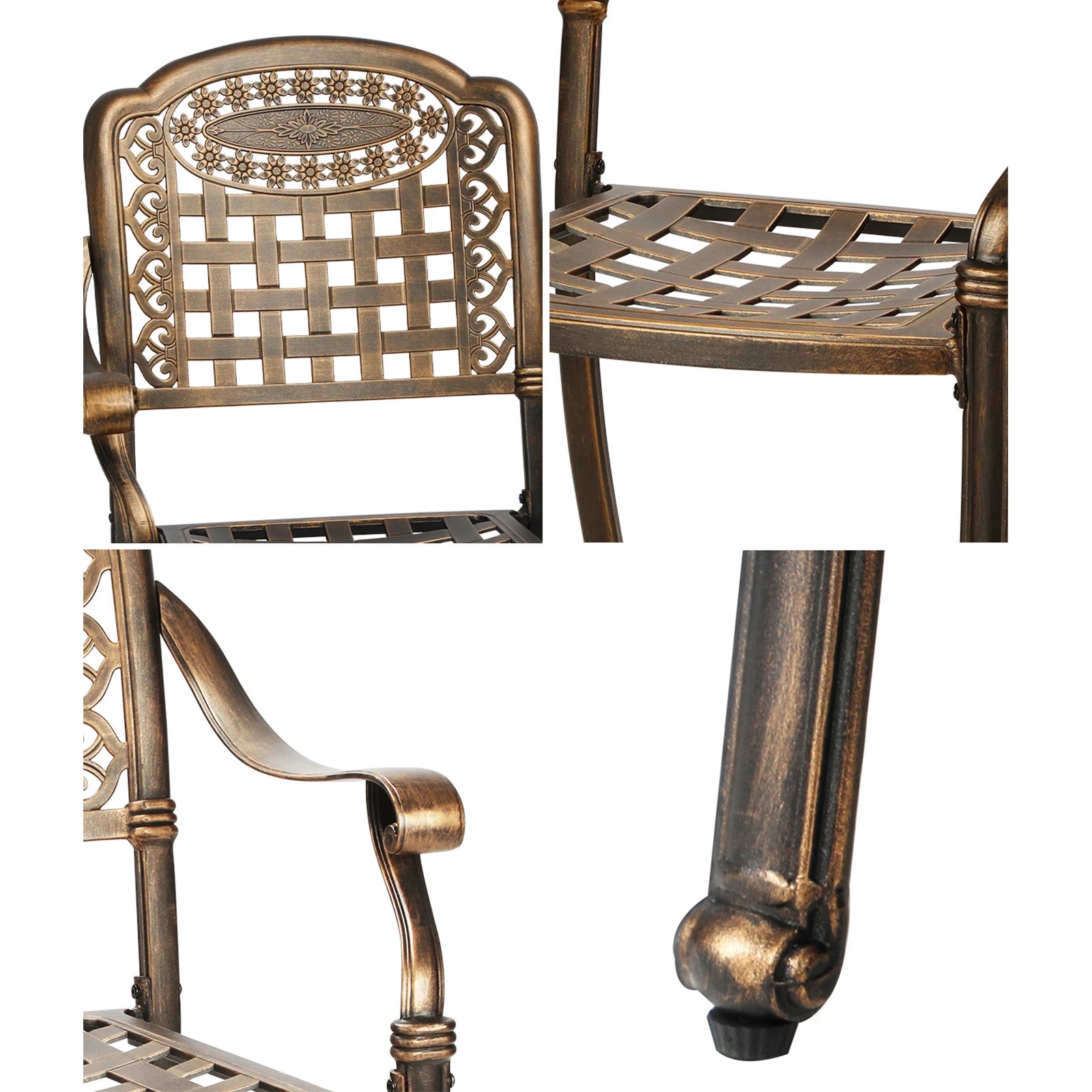 6 Livsip Outdoor Furniture Dining Chairs Cast Aluminium Garden Patio Chairs X2
 - Bronze, 6 of 10