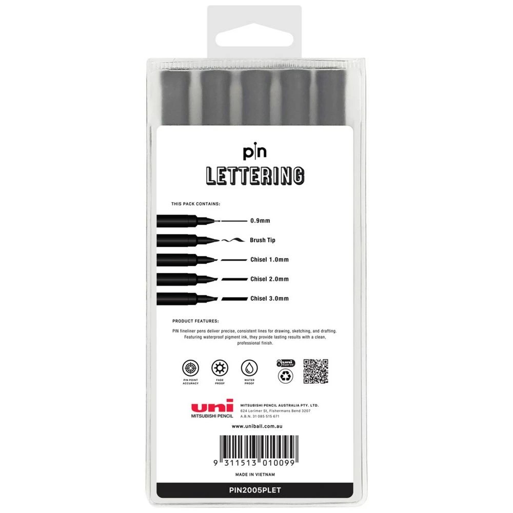 2 Uni Pin Fineliner Lettering Collection Black 3 Pack, 2 of 2