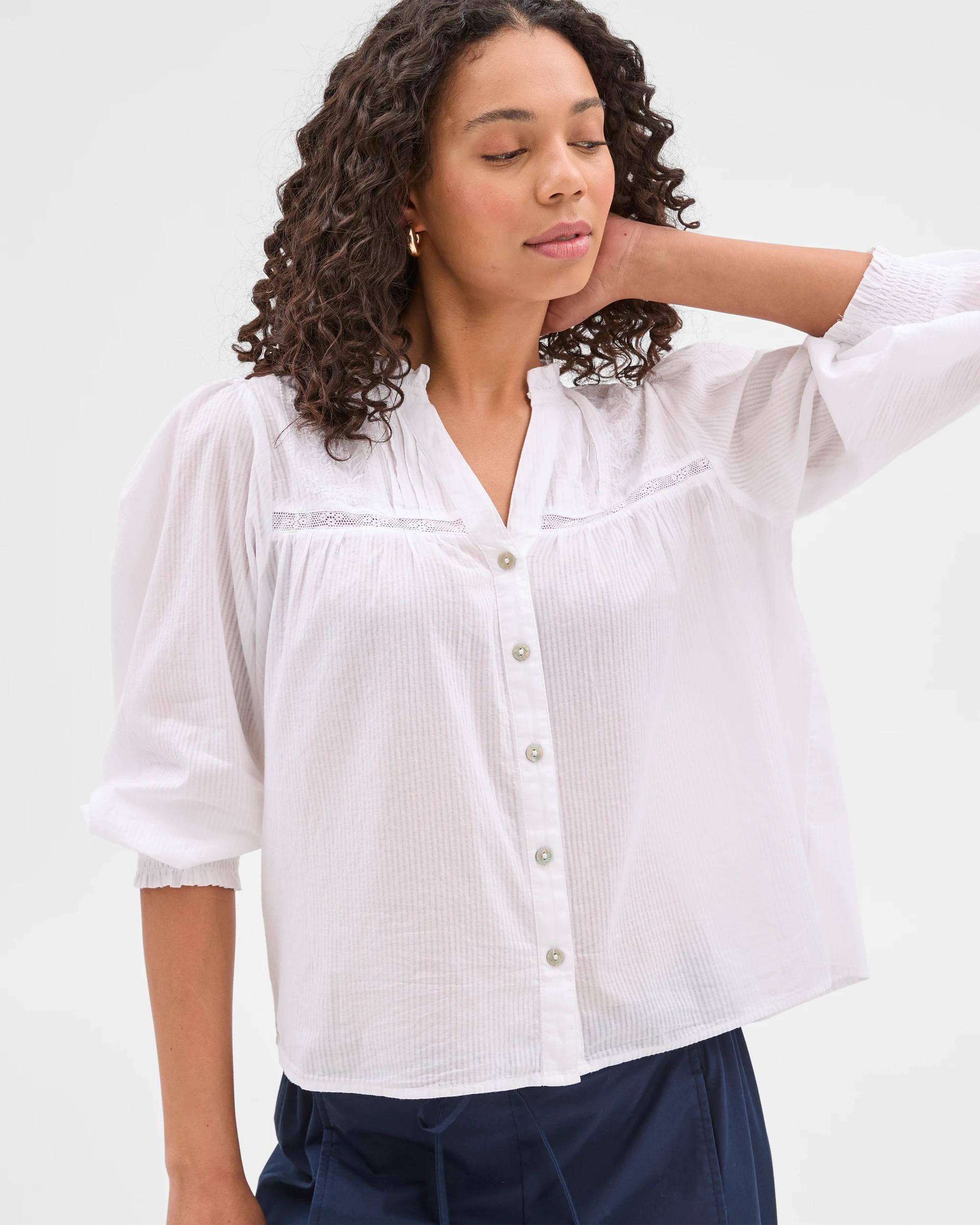 1 Target Long Sleeve Broderie Blouse WHITE, 1 of 5