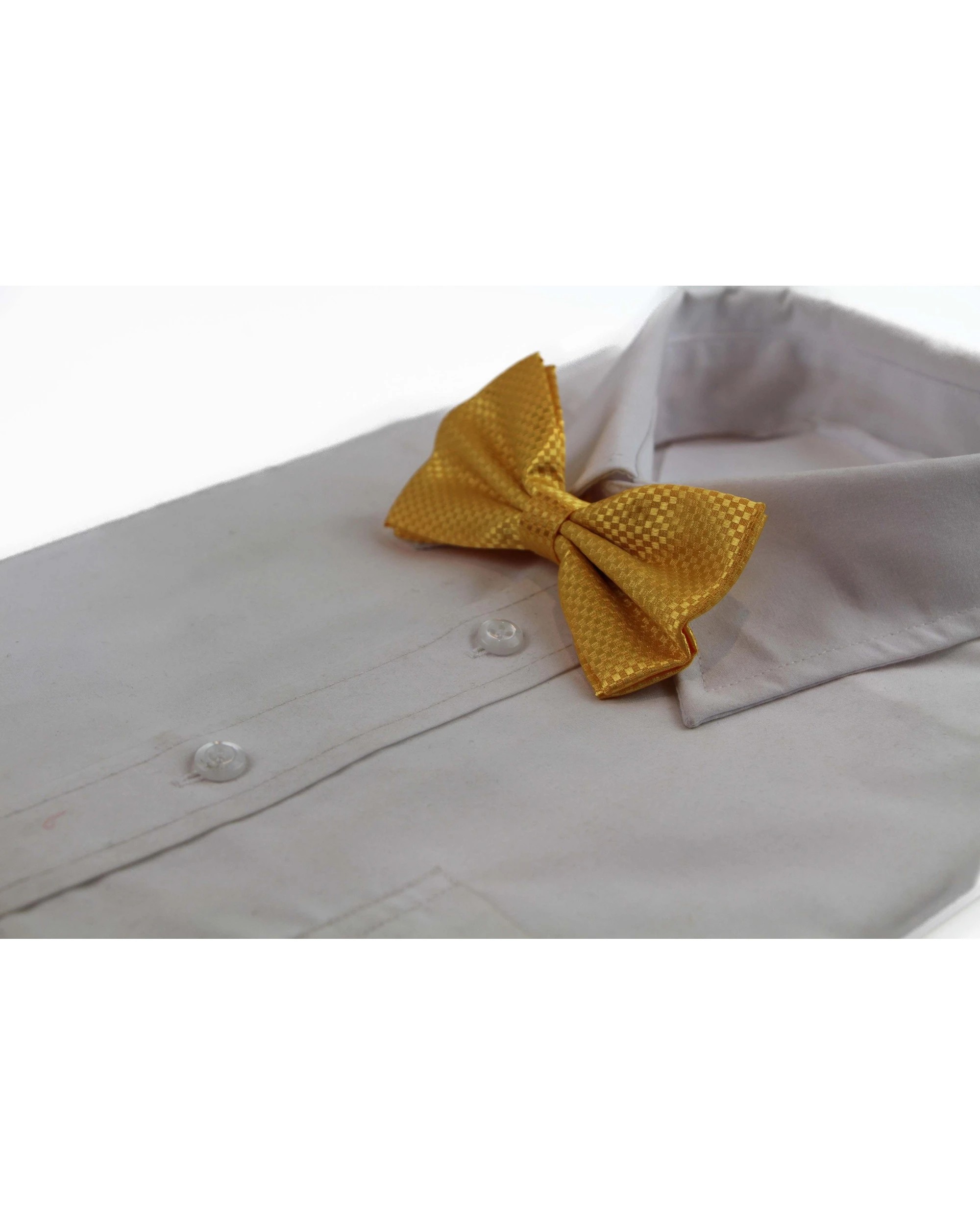 1 Zasel Mens Yellow Disco Shine Checkered Patterned Bow Tie, 1 of 2