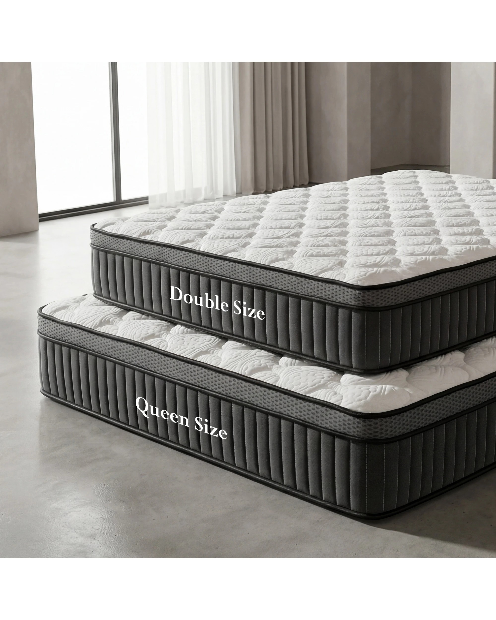 3 Advwin 32CM Queen Size Hybrid Mattress Medium Firm Feel Pocket Springs - White, 3 of 10