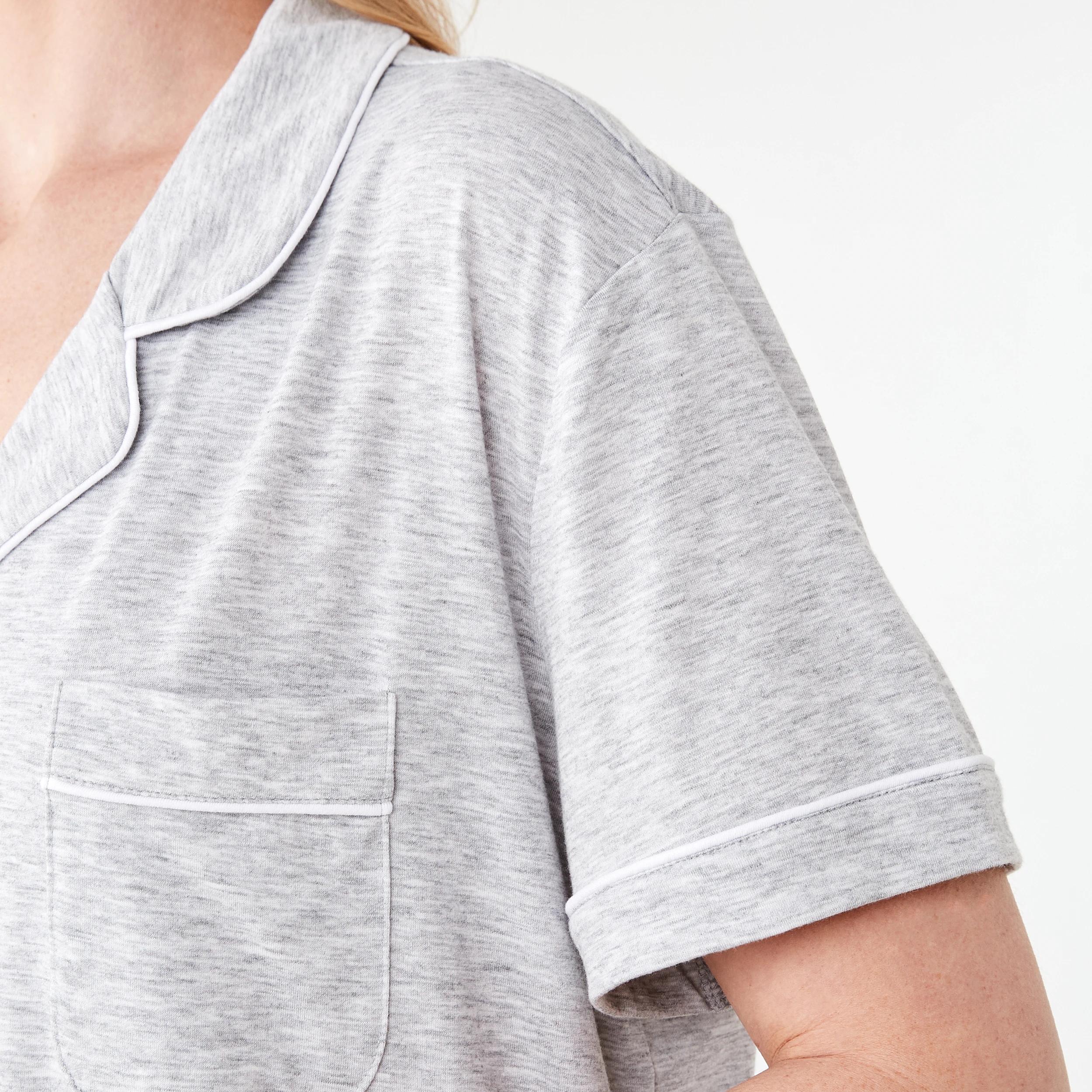 6 Short Sleeve Top and Shorts Comfort Pyjama Set Slvr Marle, 6 of 9