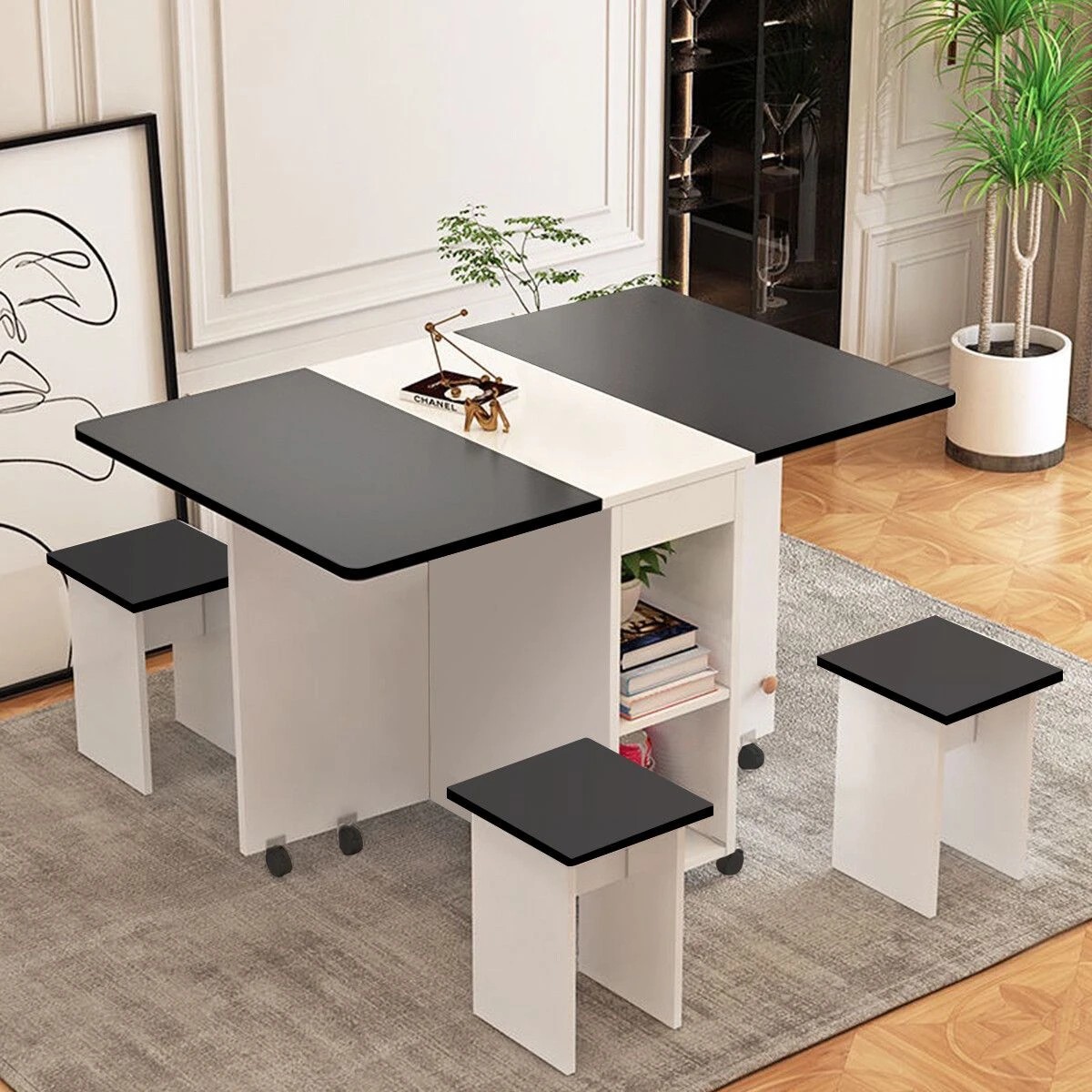 7 Ausway Modern Folding Dining Table Set and Chairs, 7 of 9