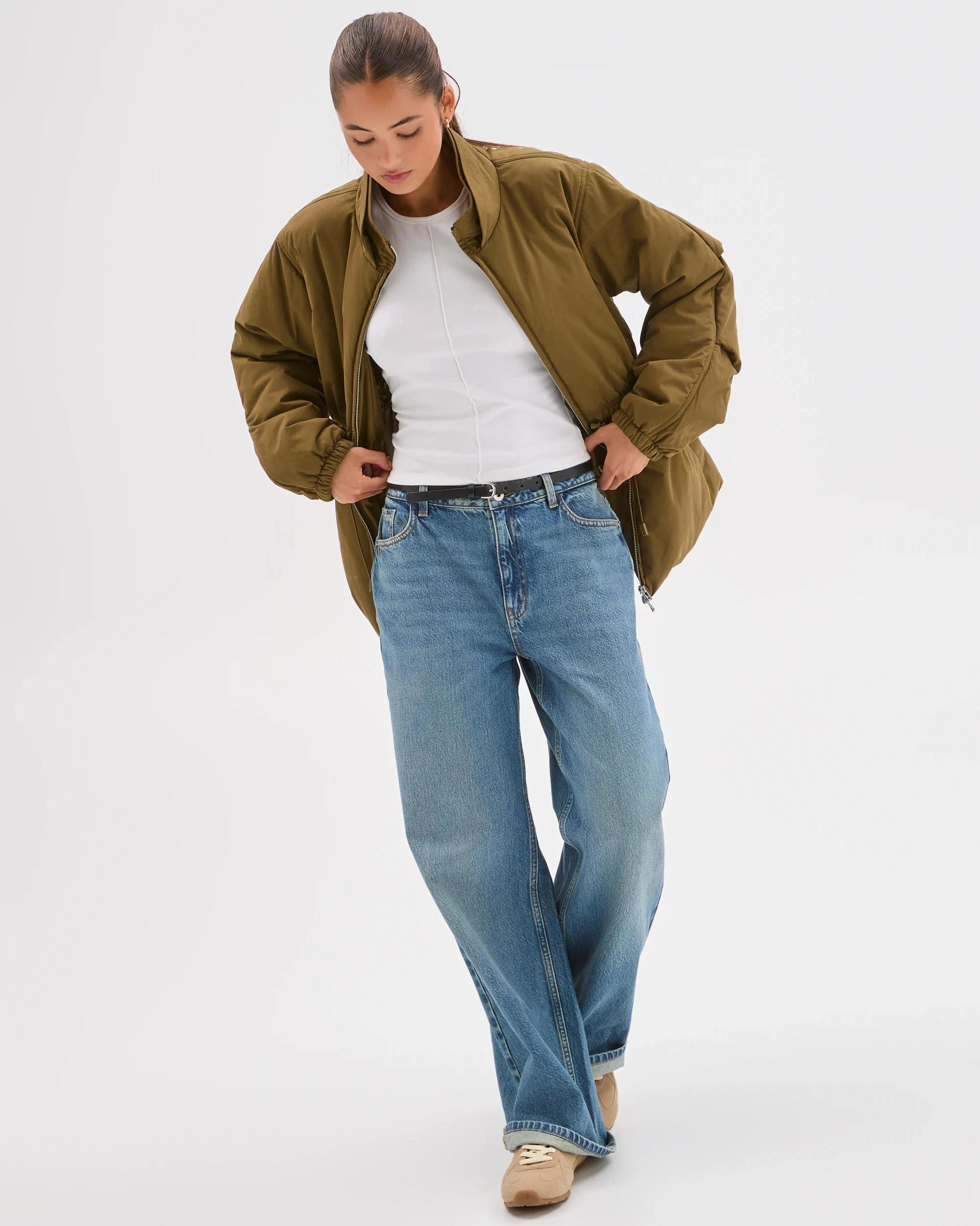 6 Lily Loves Australian Cotton Blend Cinched Puffer Jacket WOODLAND GREEN, 6 of 8