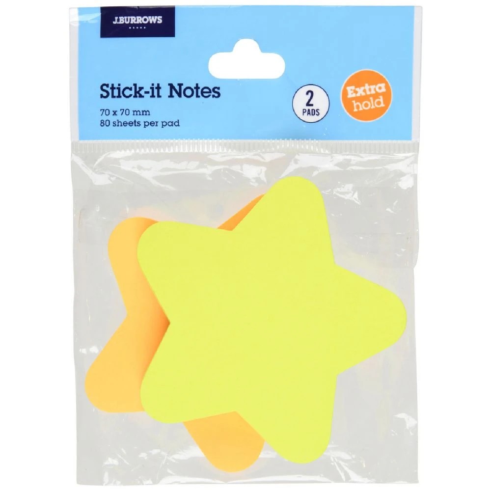 1 J.Burrows Stick-It Notes 70x70mm Stars 2 Pack, 1 of 2