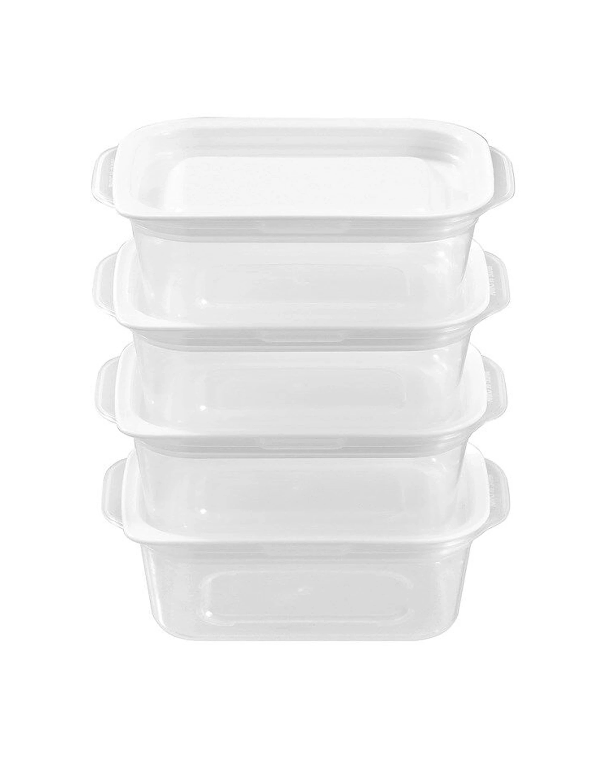 4 Lemon & Lime 12x 4PC Reusable Portable Rectangular Lunch Snack Container Set - White, 4 of 6
