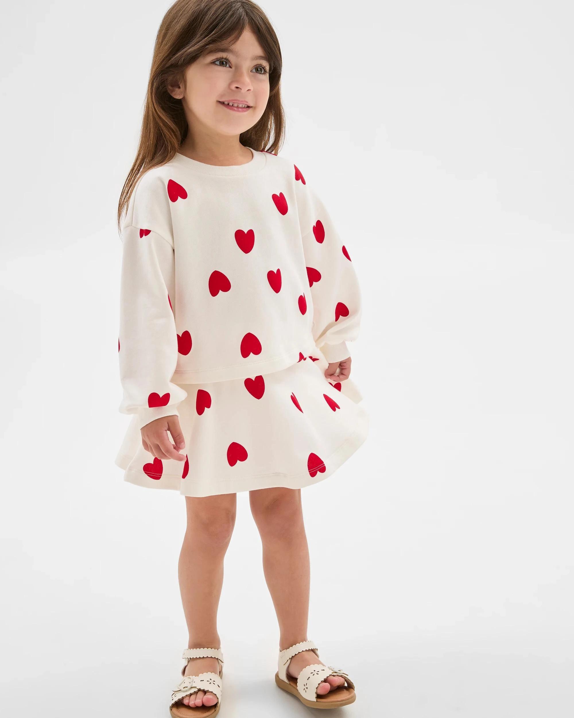 1 Target Australian Cotton Fleece Top and Skort 2 Piece Set WHITE AOP HEARTS, 1 of 9