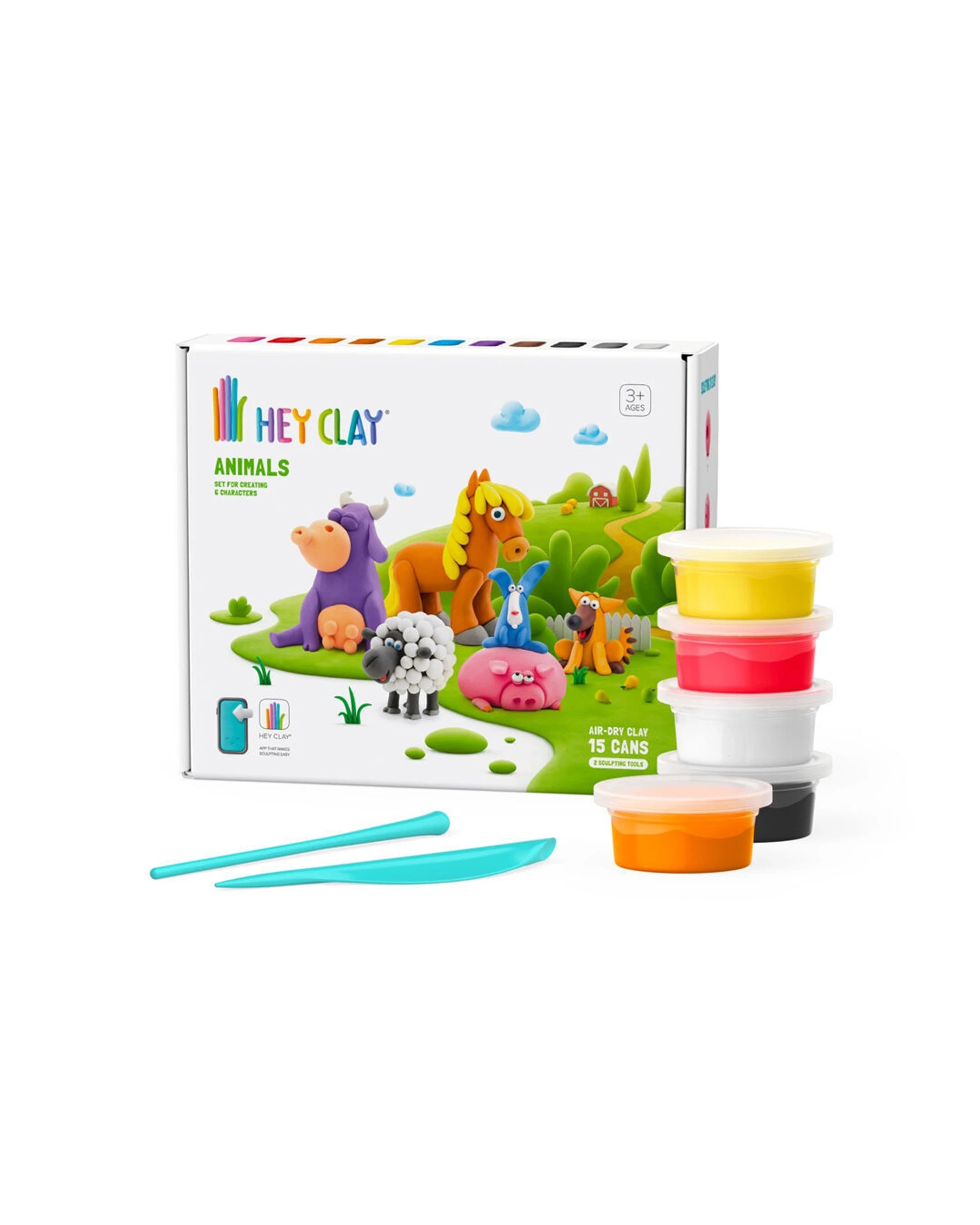 5 Hey Clay Animals Theme Modelling Set With 15 Colour Cans & 2 Tools 2PK - Multi, 5 of 7