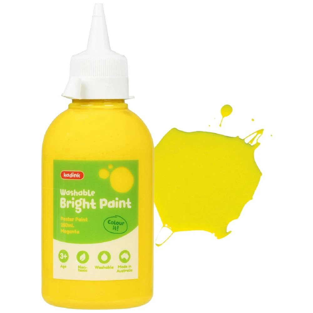 1 Kadink Washable Bright Poster Paint 250mL Yellow, 1 of 4