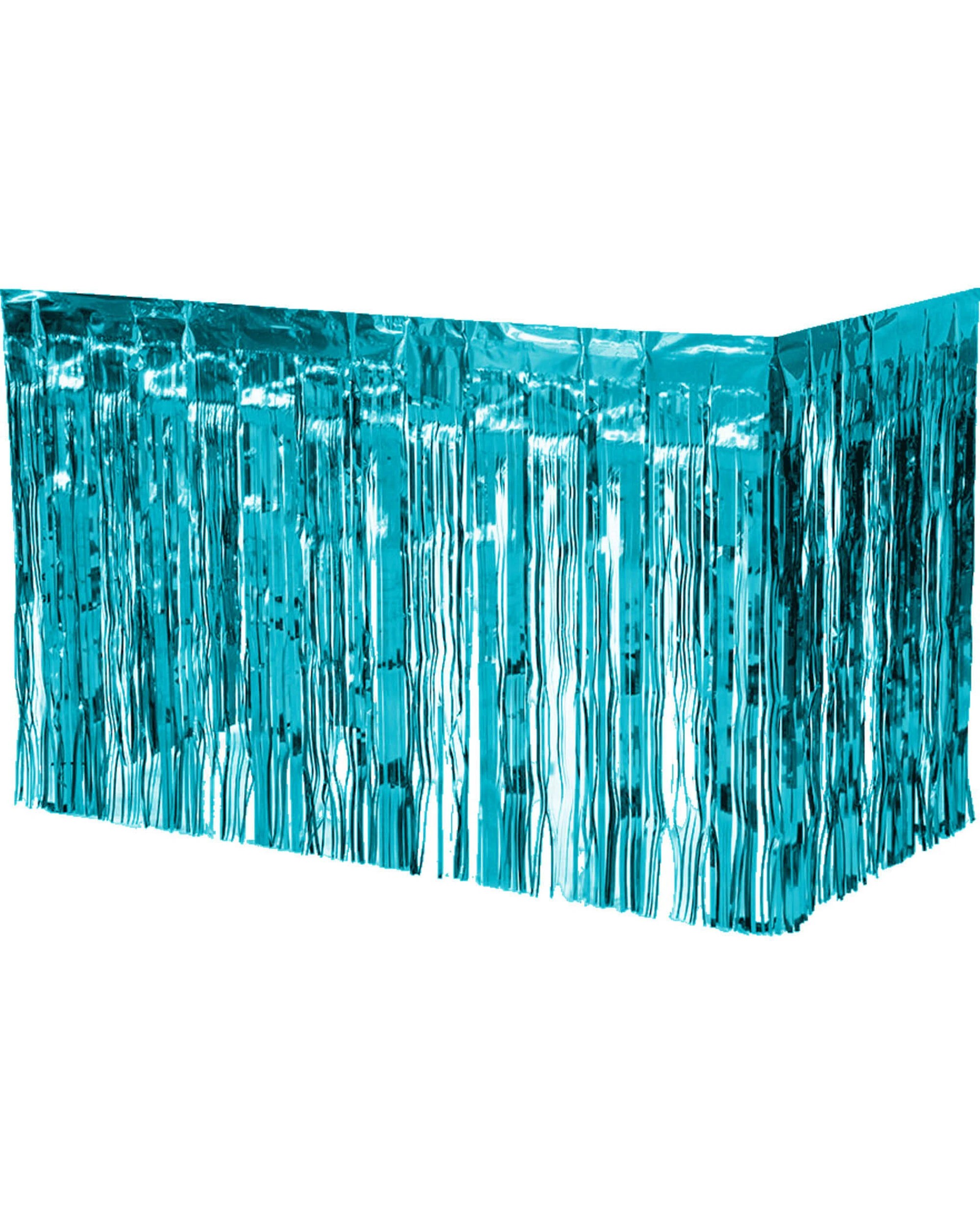1 Partyrama Metallic Teal Table Skirt - Teal, 1 of 2