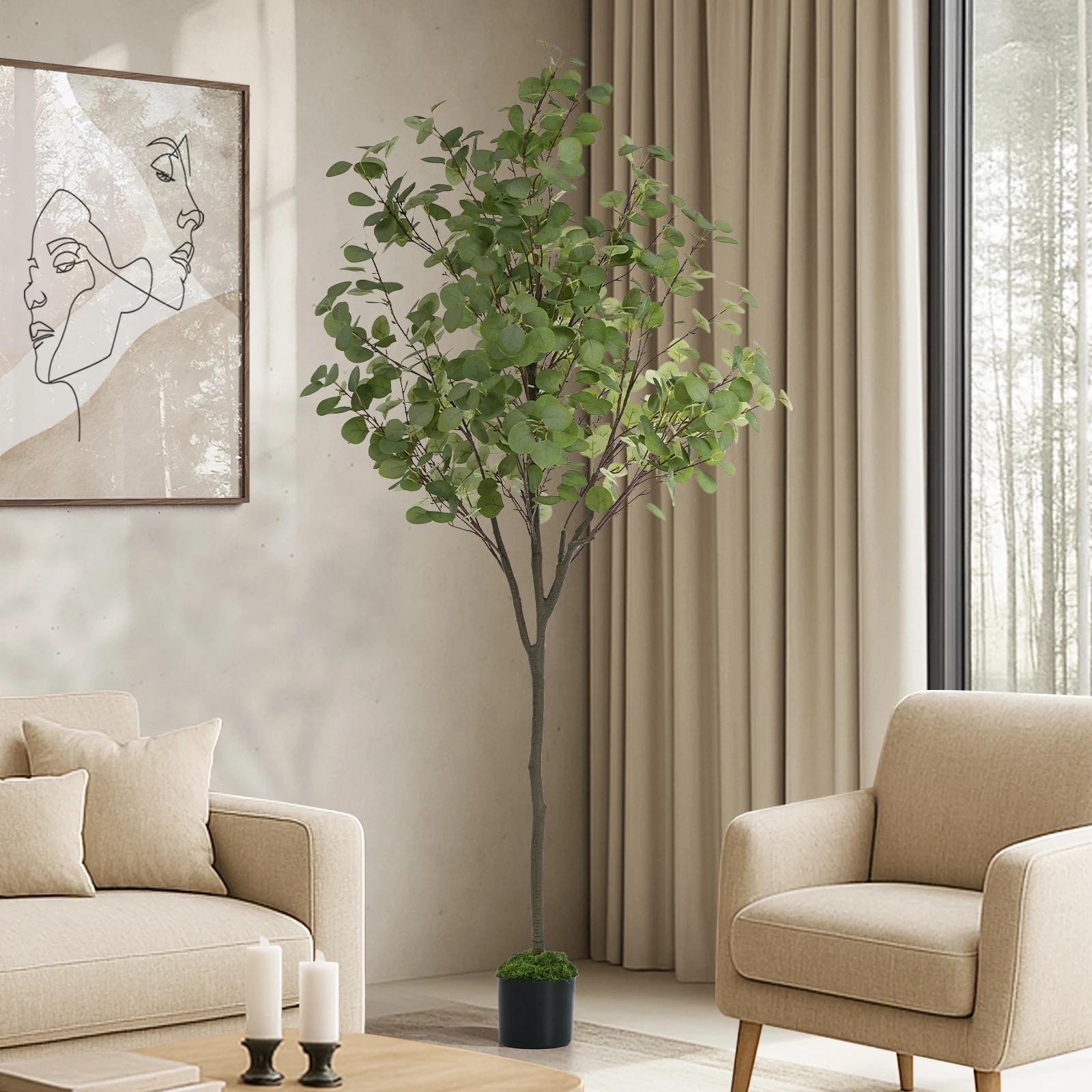 3 Livsip 180cm Artificial Eucalyptus Tree Realistic Potted Faux Plant Home Decor, 3 of 8