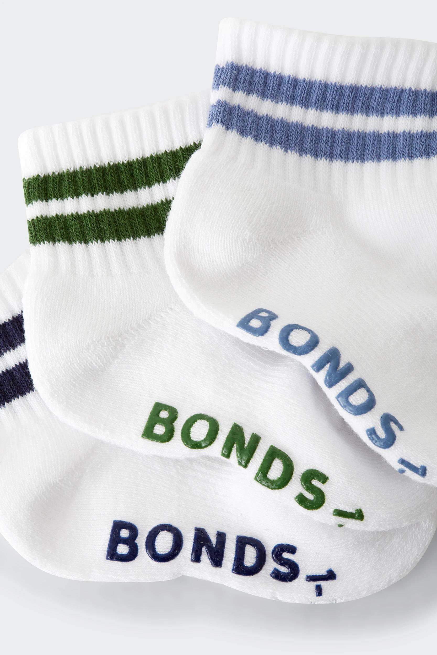 3 Bonds Baby 3 Pack Ultimate Comfort Quarter Crew Socks MULTI, 3 of 7
