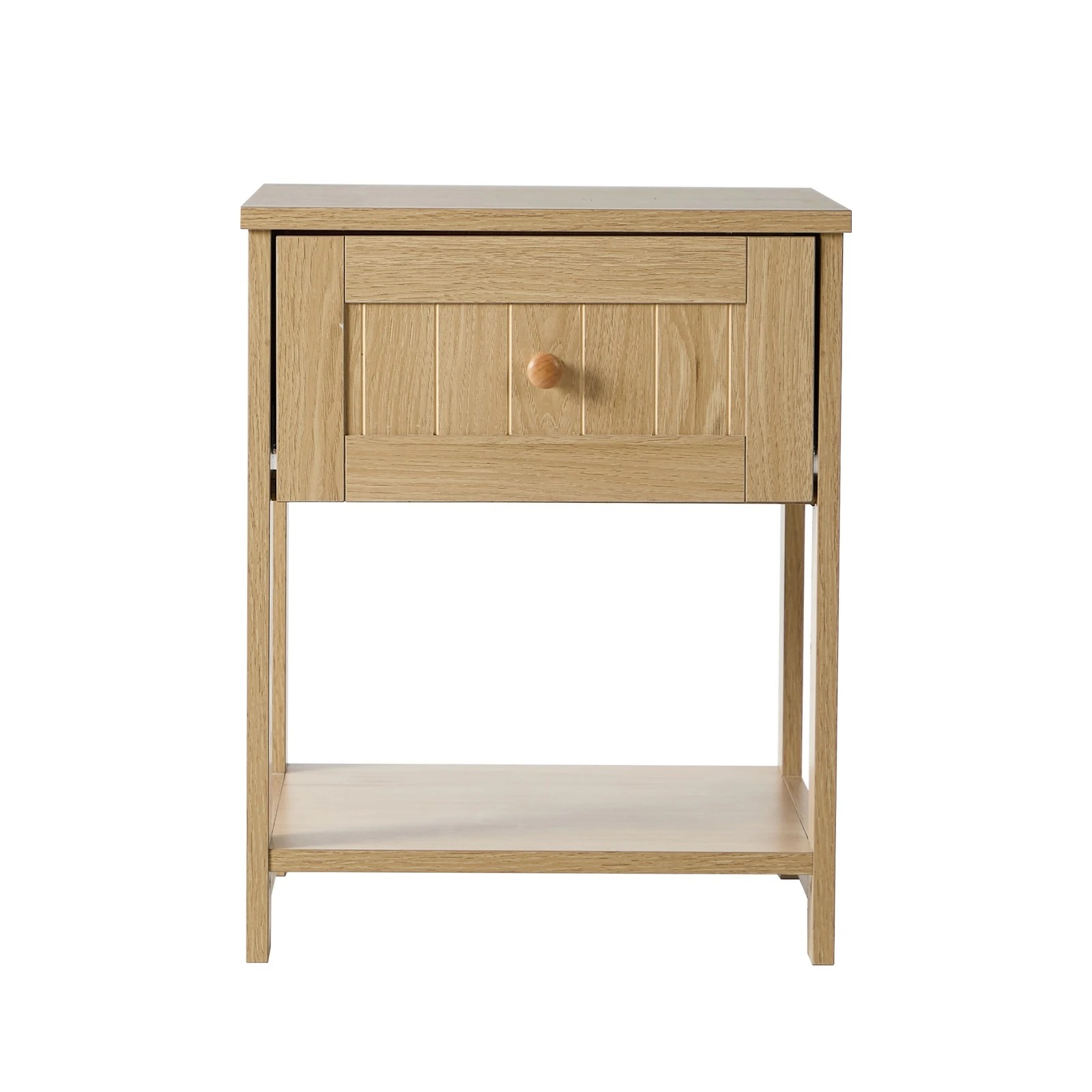 7 Oikiture Bedside Table Side End 1 Drawer Storage Shelf Nightstand - Natural, 7 of 8