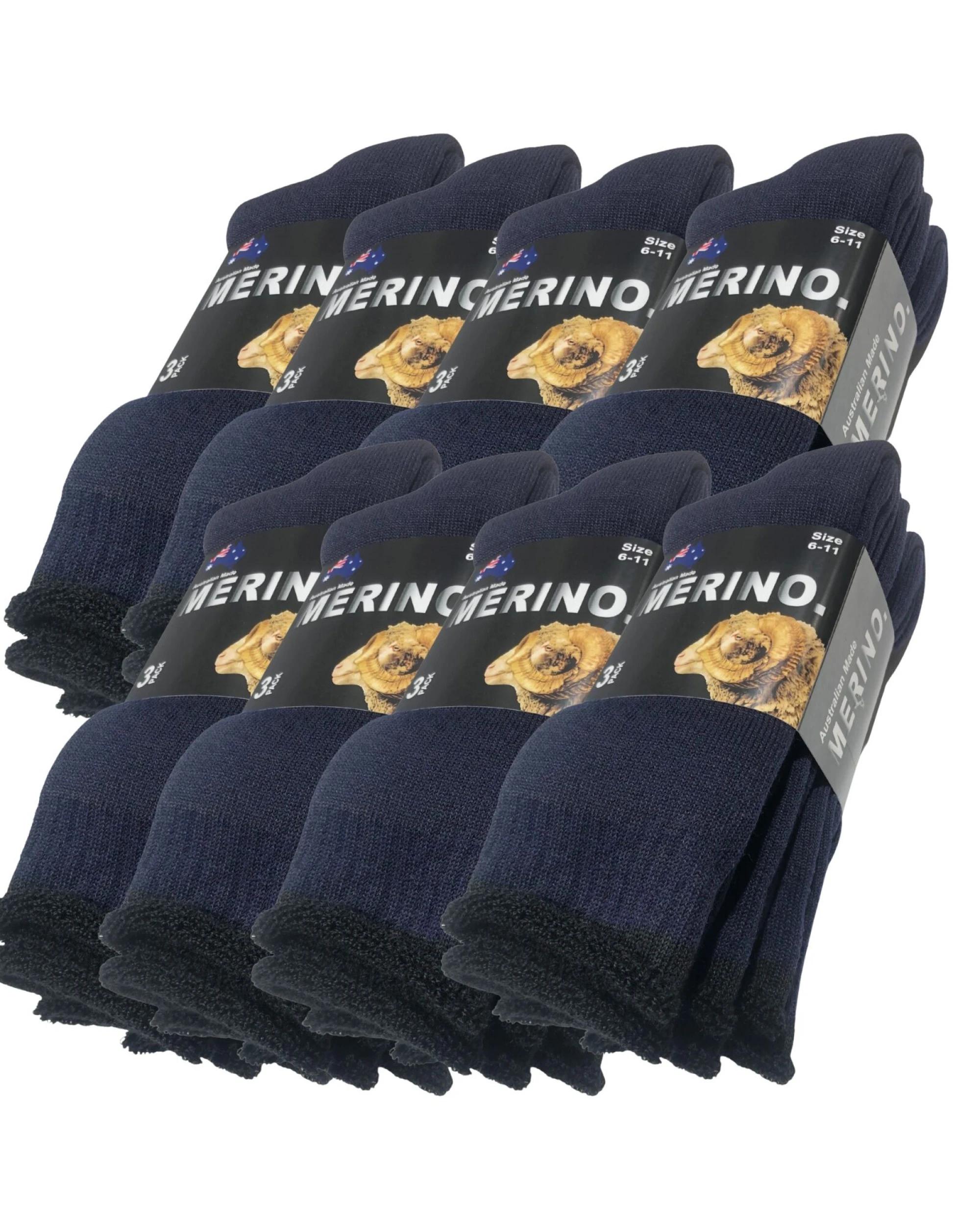 1 BR Home 9 Pairs Mens Merino Wool Work Socks in Navy Blue 11-14 , 1 of 2