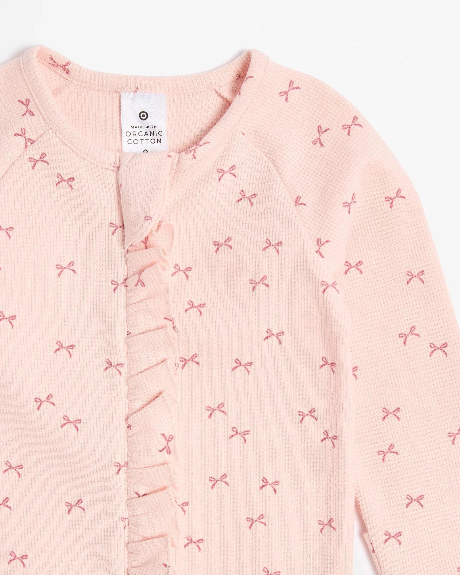 3 Target Baby Baby Organic Cotton Waffle Frill Coverall ROSE PINK MARLE, 3 of 4