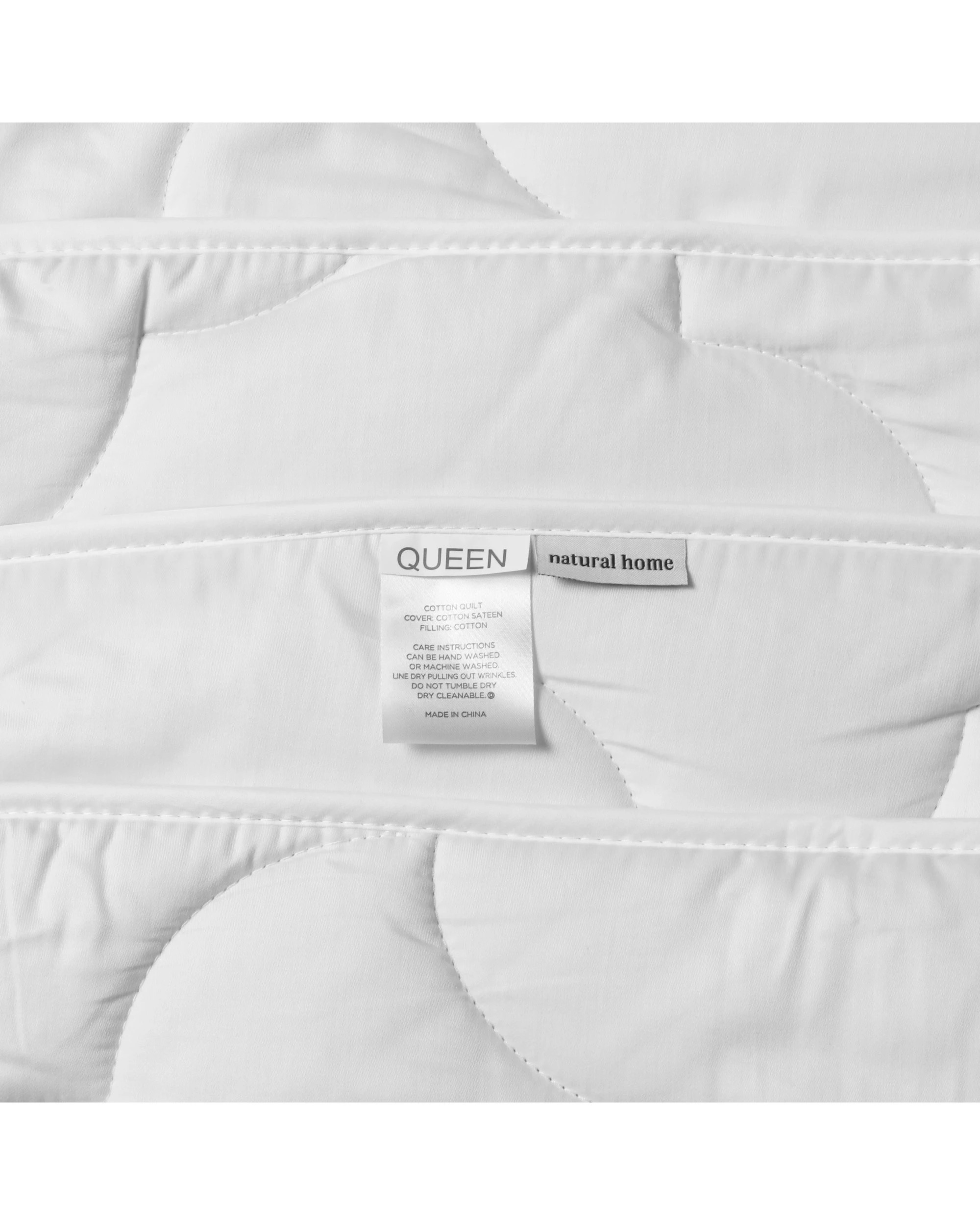 6 Natural Home 450gsm Winter Cotton Quilt - Single Bed - White, 6 of 7