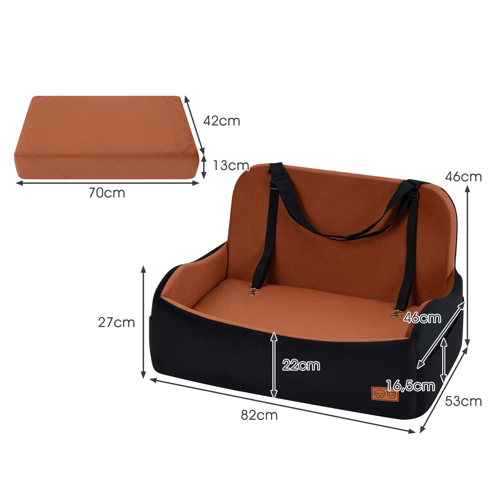 2 Costway Dog Booster Car Seat Detachable Elevated Pet Seat for M Dogs, 2 of 3