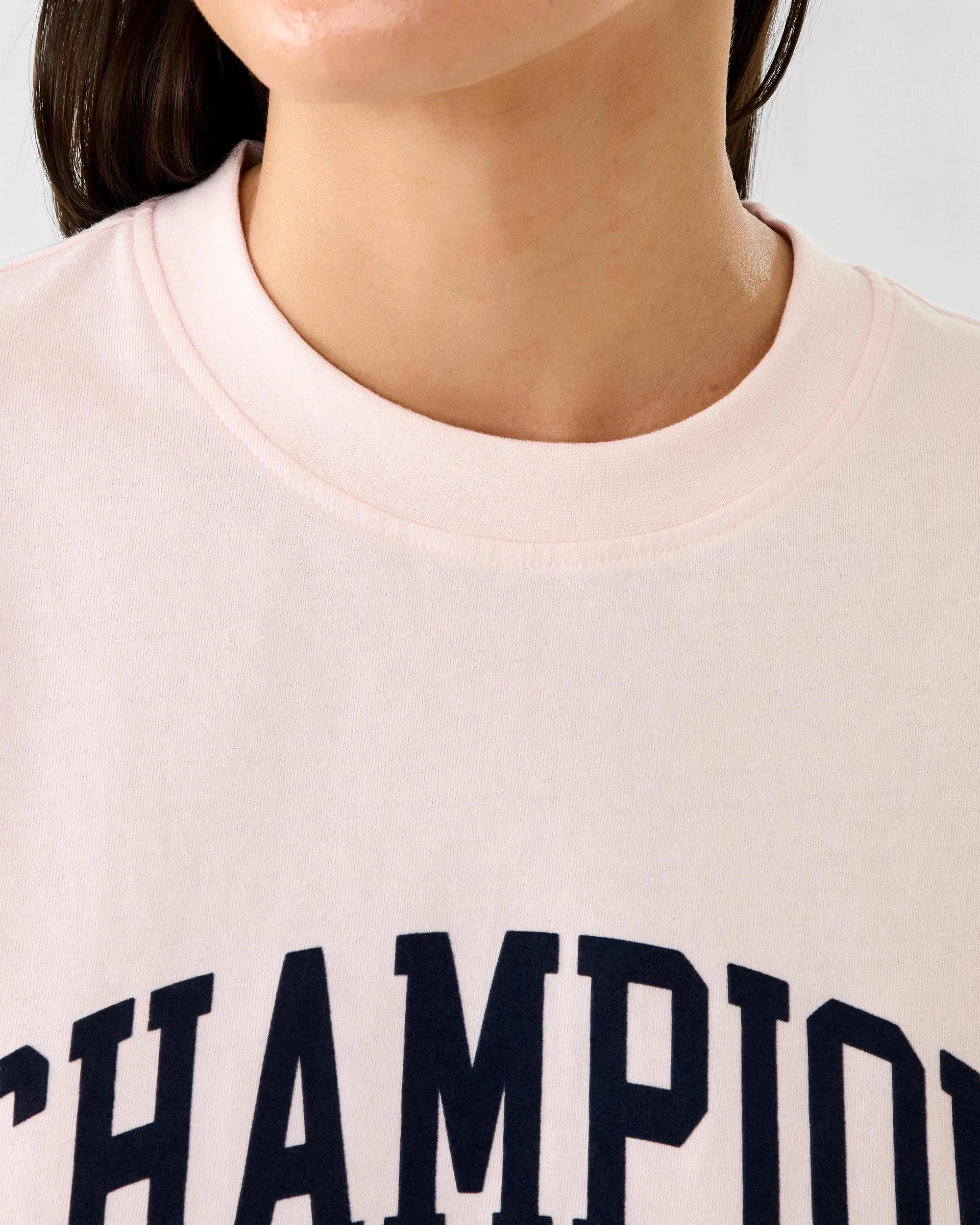 7 Champion Varsity Womens Crop T-shirt Pale Mauve, 7 of 8