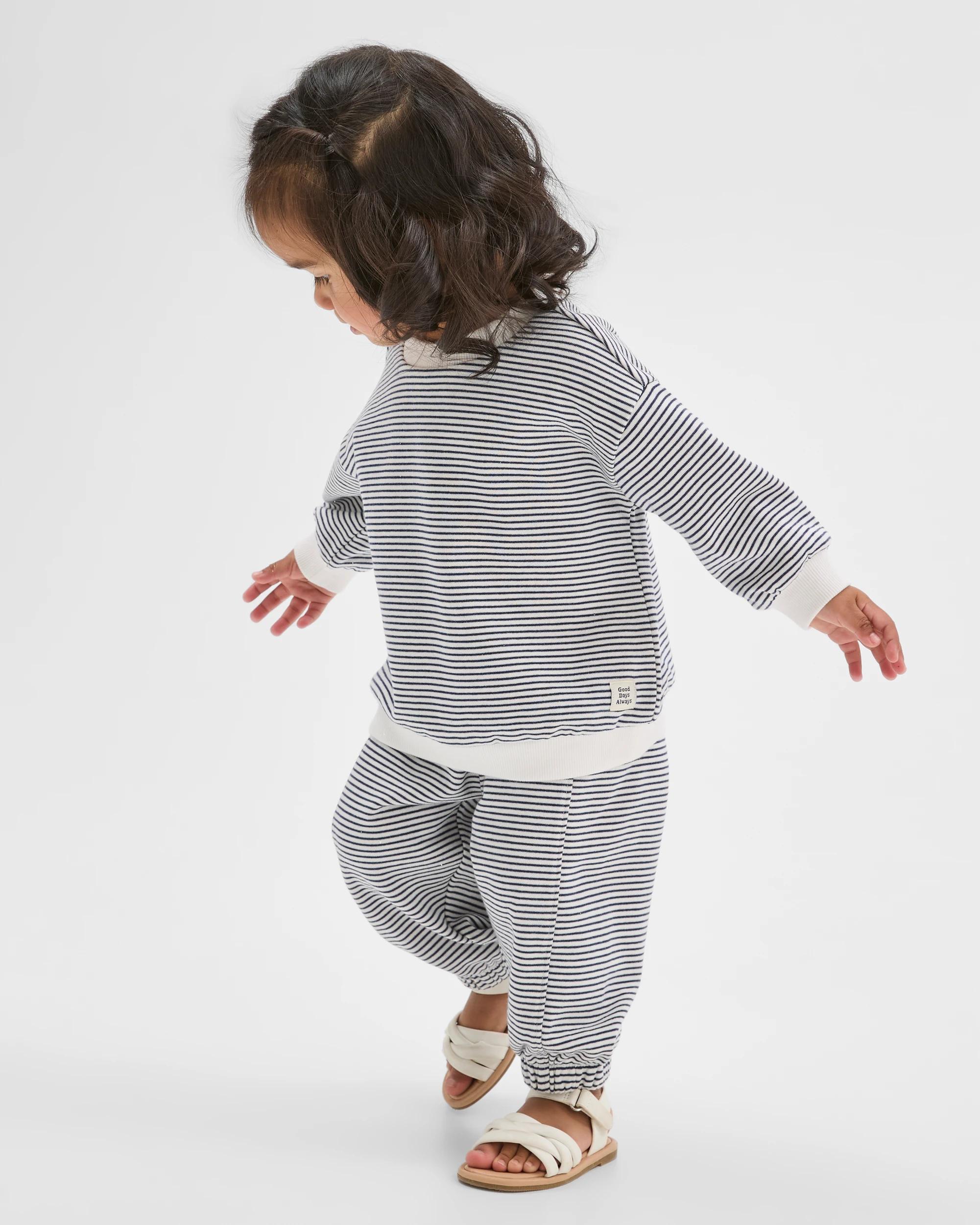 3 Target Baby Organic Cotton Striped Trackpants BLACK IRIS GARDENIA, 3 of 5