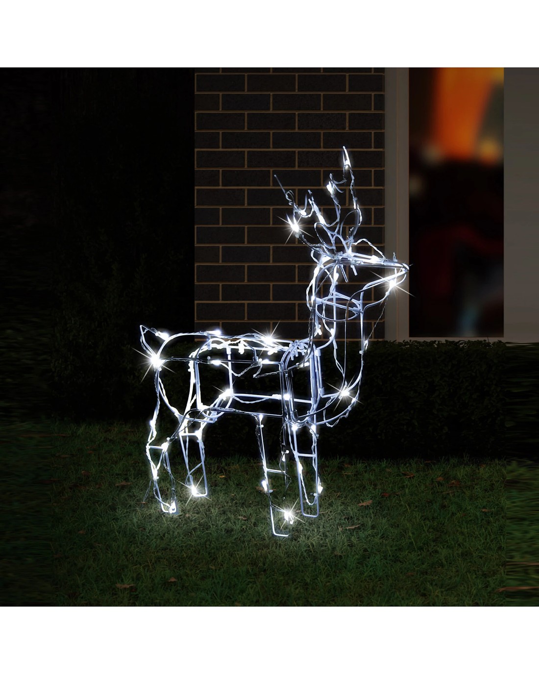 Festive Magic Solar Light LED Standing 3D Reindeer 60cm - White - Kmart