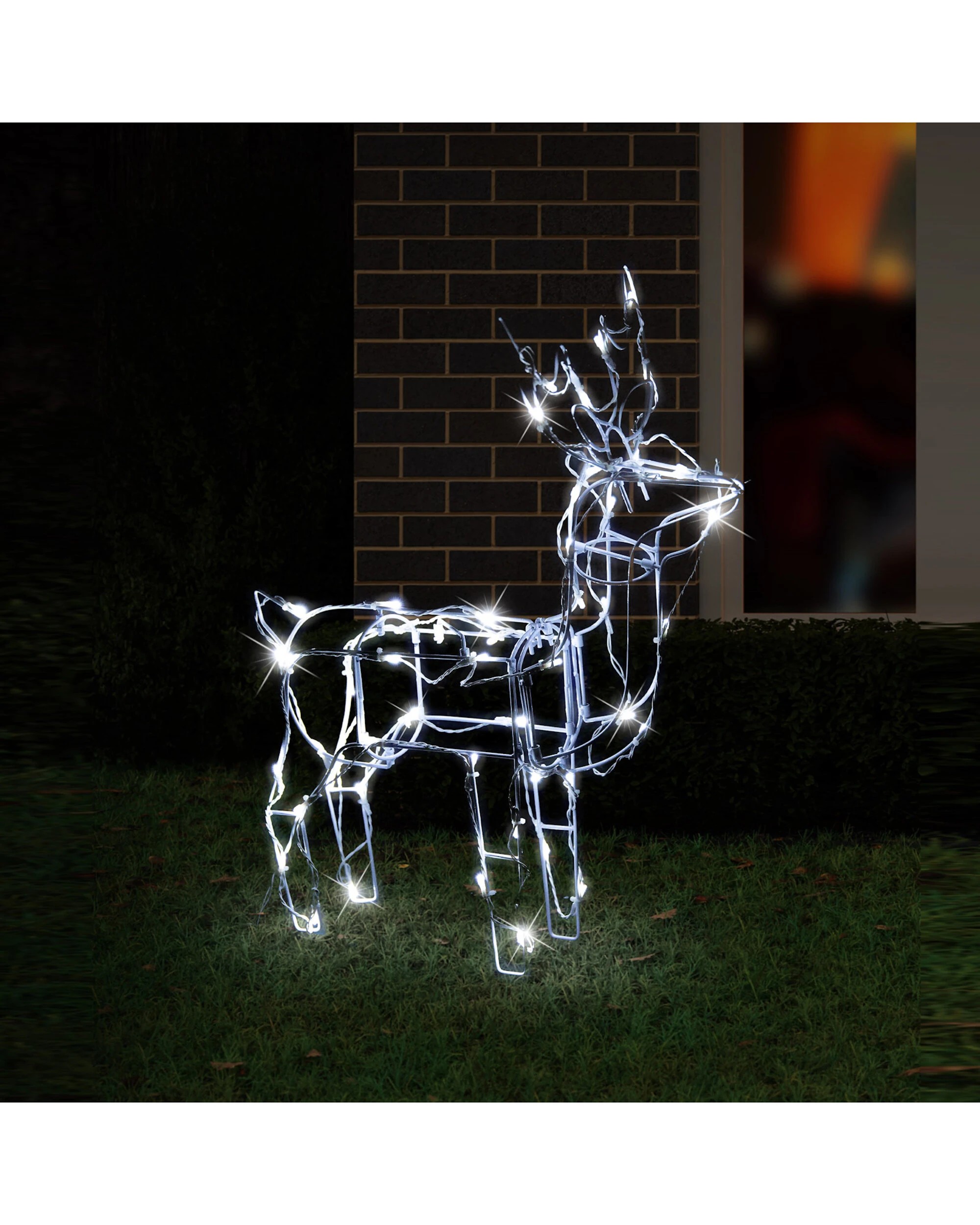 Festive Magic Solar Light LED Standing 3D Reindeer 60cm - White - Kmart