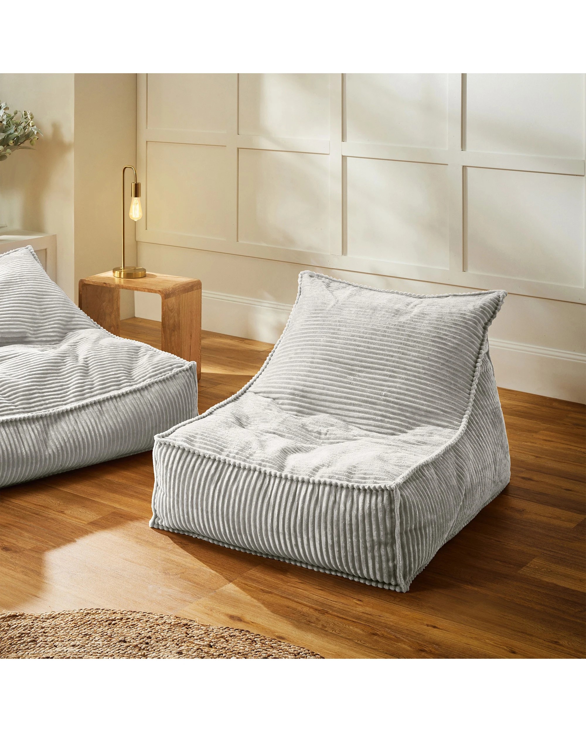 1 Cadence & Co. Wilde Ribbed Luxe Fleece Bean Bag Lounge Cover - Silver Grey, 1 of 7