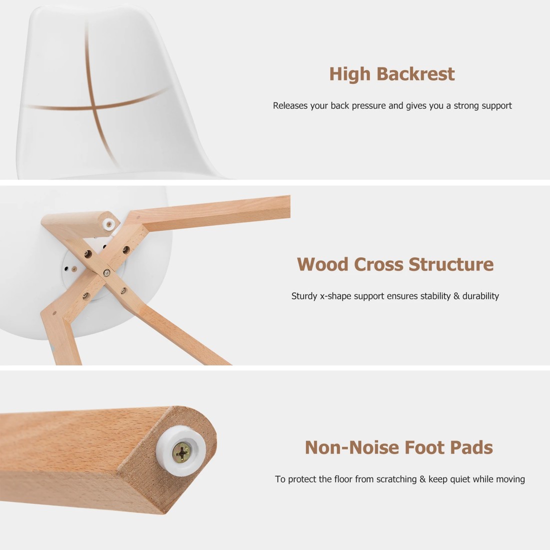 5 Costway 4x Beech Dining Chairs w/PU Padded Cushion Kitchen Chair, 5 of 8