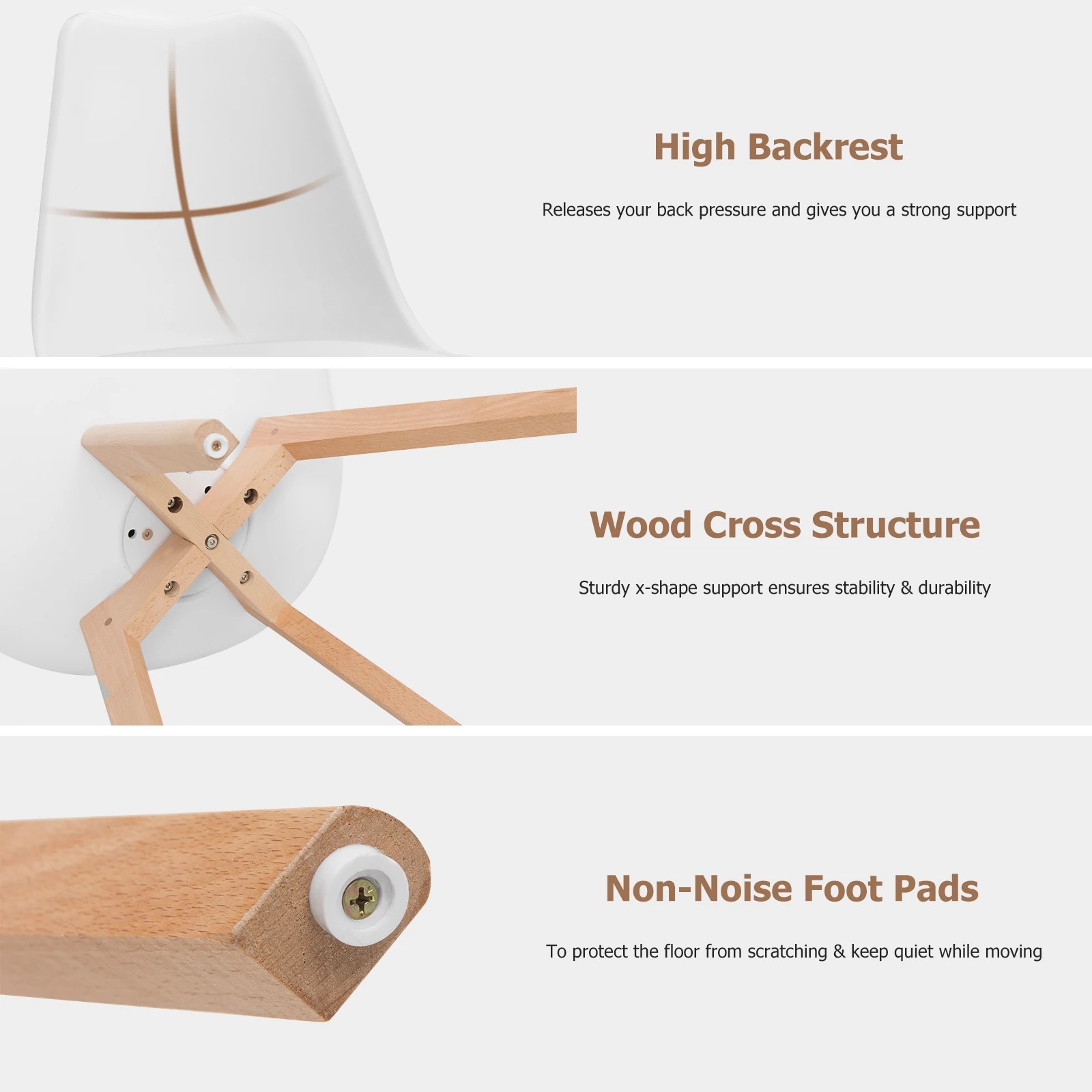 5 Costway 4x Beech Dining Chairs w/PU Padded Cushion Kitchen Chair, 5 of 8