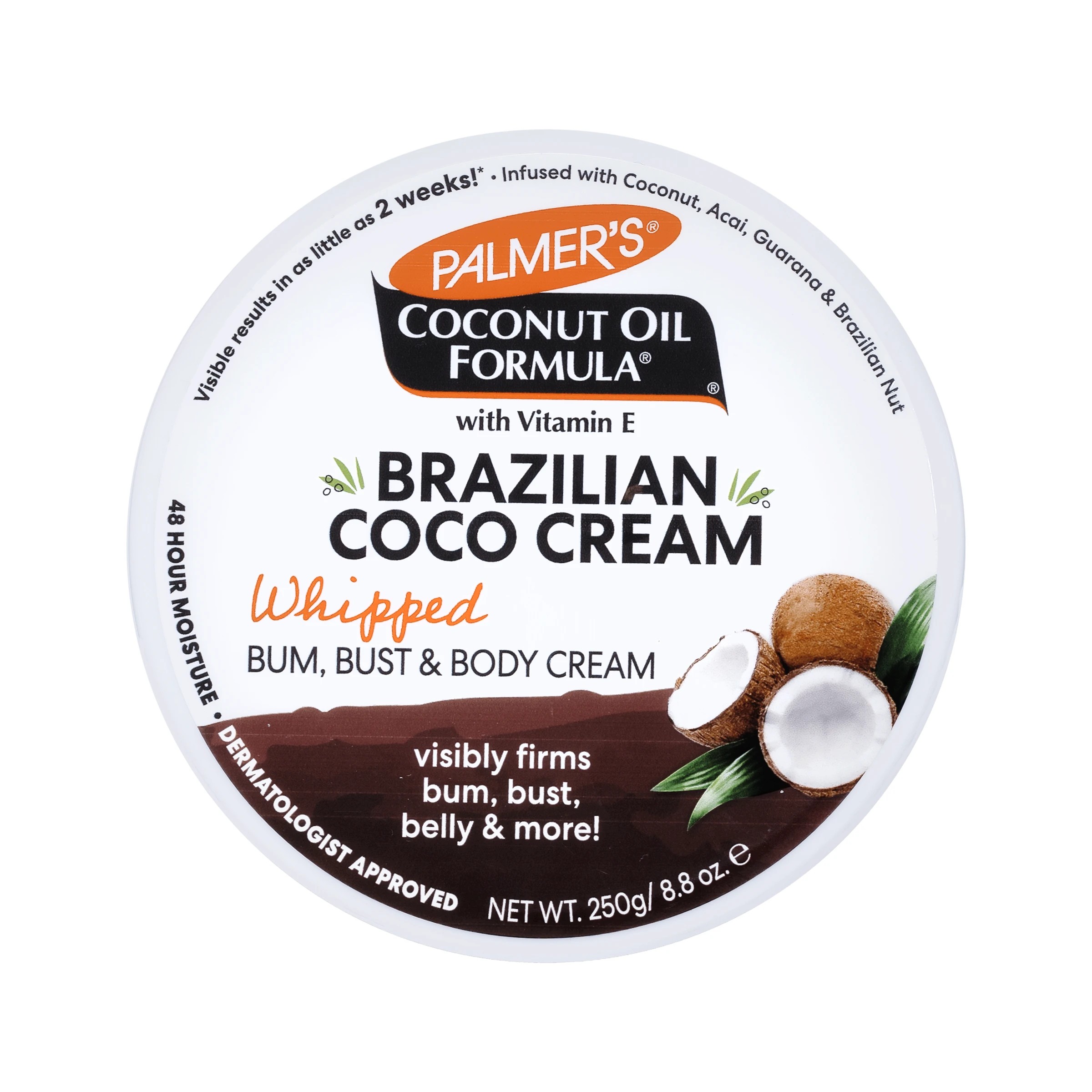 6 Palmers Coconut Oil Formula Brazilian Coco Whipped Bum, Bust and Body Cream 250g - Vitamin E, 6 of 9