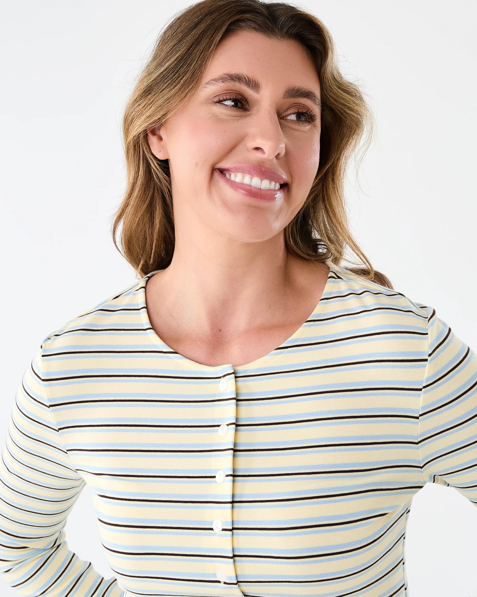 4 Long Sleeve Stripe Cardigan Ylwstripe, 4 of 7