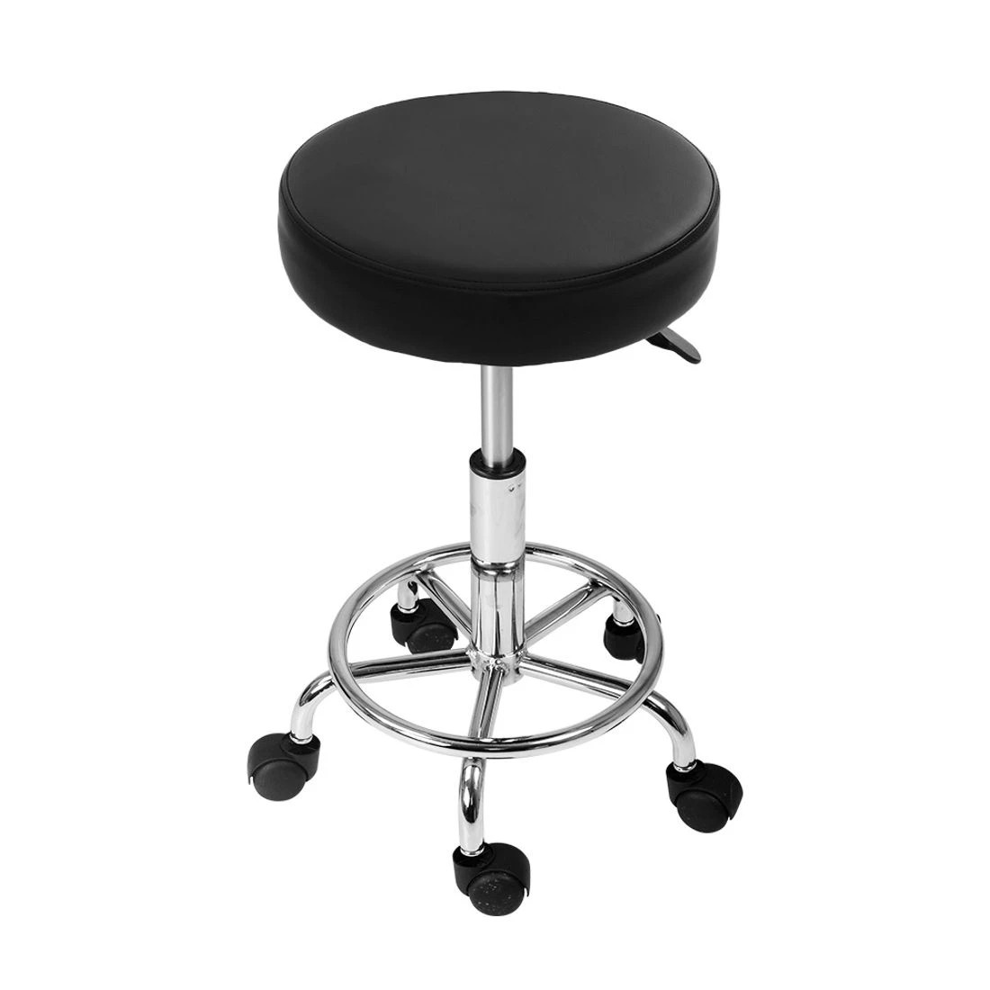 1 Artiss 2x Salon Stool Round Swivel Chair - Black, 1 of 4