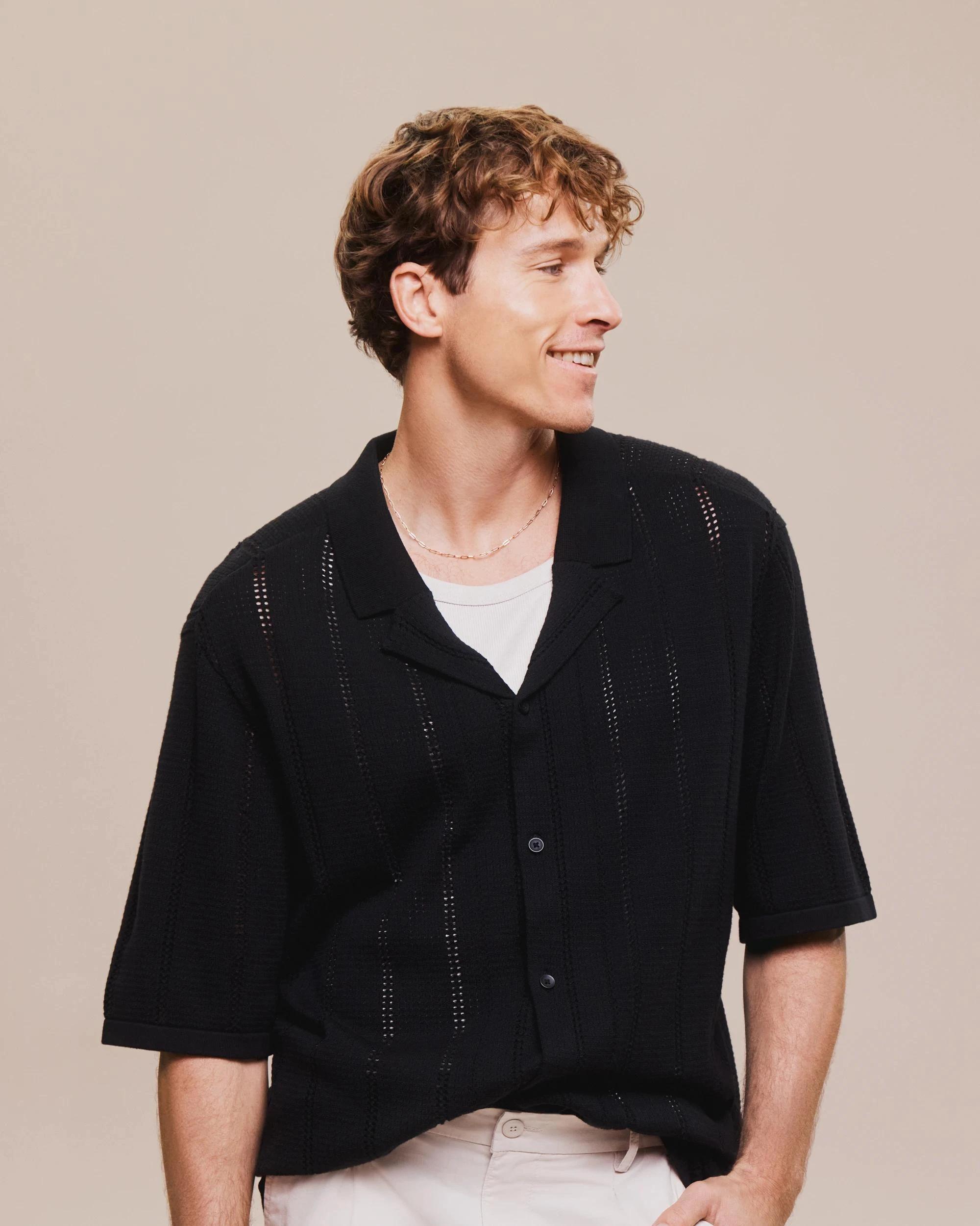 8 Australian Cotton Blend Knit Resort Shirt - Commons BLACK, 8 of 8