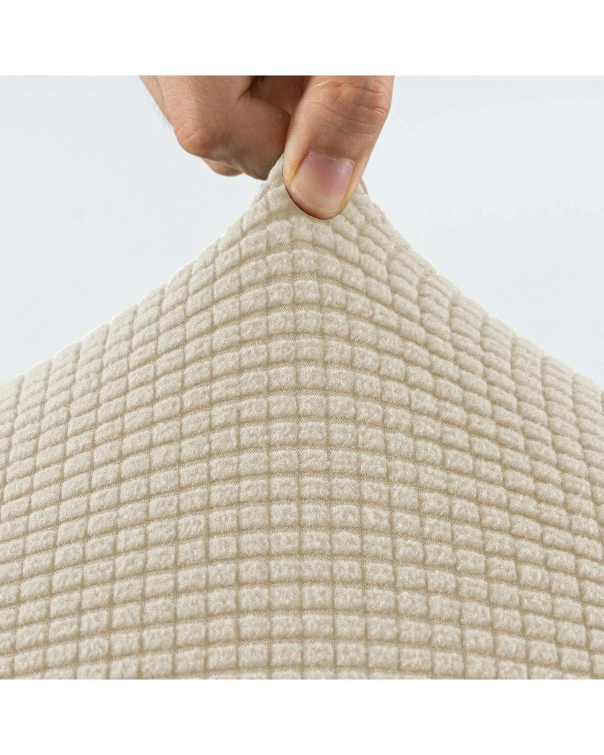 3 Smarcute 4 Seater High Stretch Jacquqard Textured Sofa Cover - Natural, 3 of 5