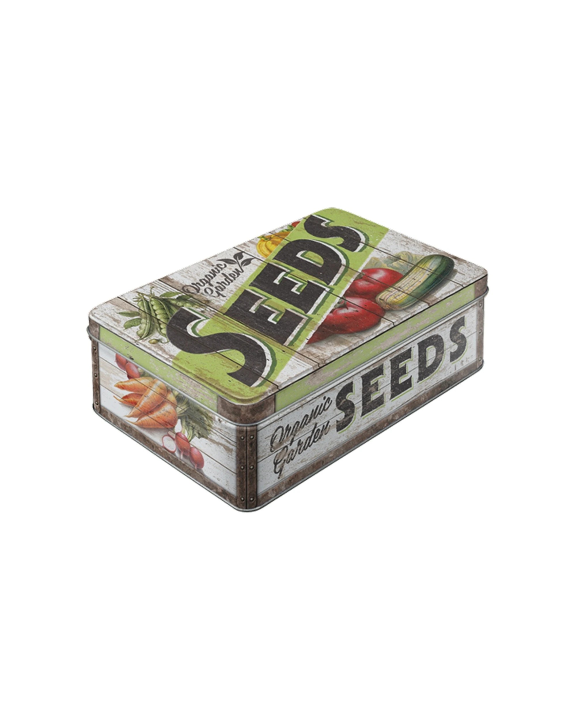 1 Nostalgic Art Flat Tin Storage Box Embossed Design 2.5L Capacity - Garden Seeds - Multi, 1 of 1