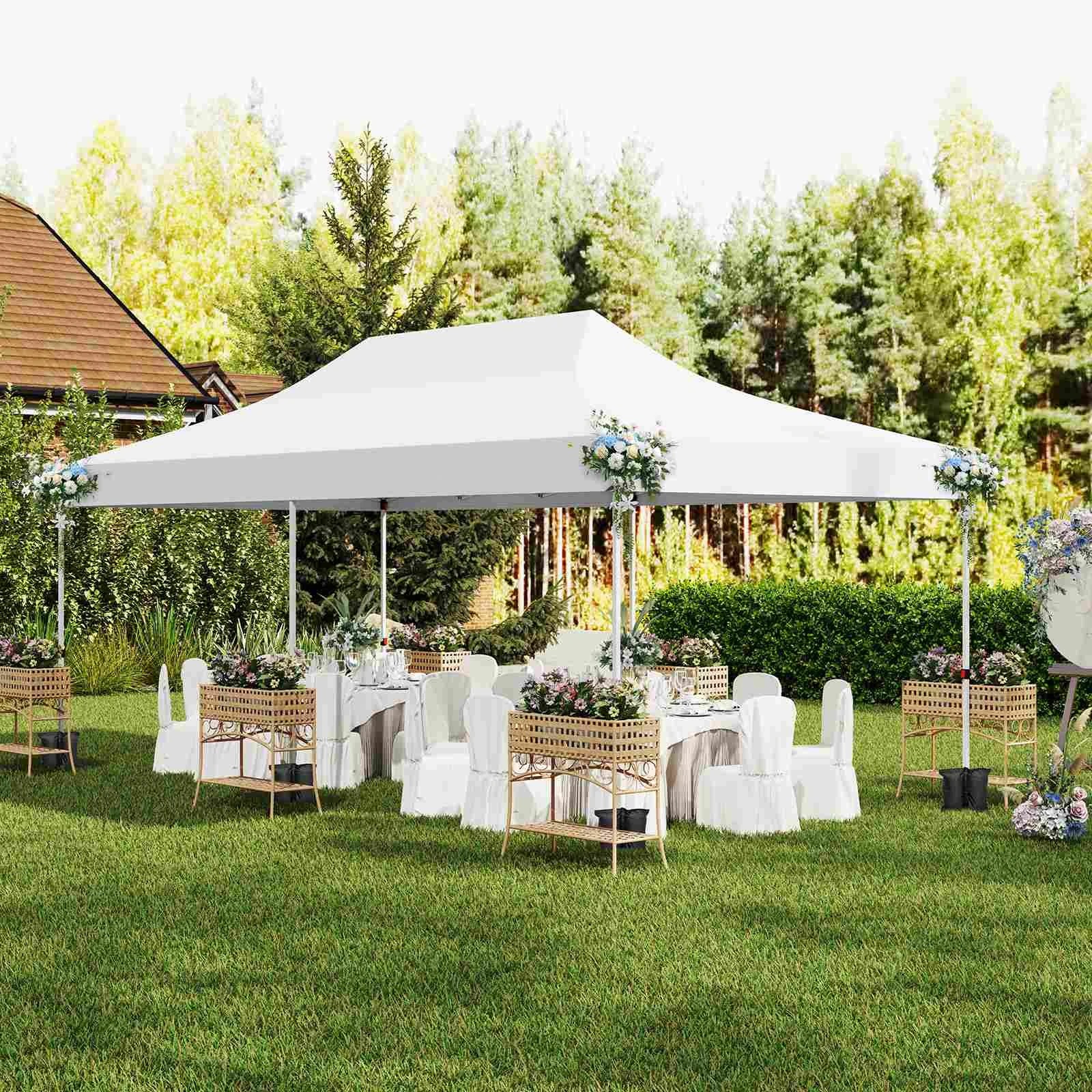 3 Costway Gazebo 3×6m Pop up Marquee UPF50+ Wedding Party Tent Side Wall - White, 3 of 3