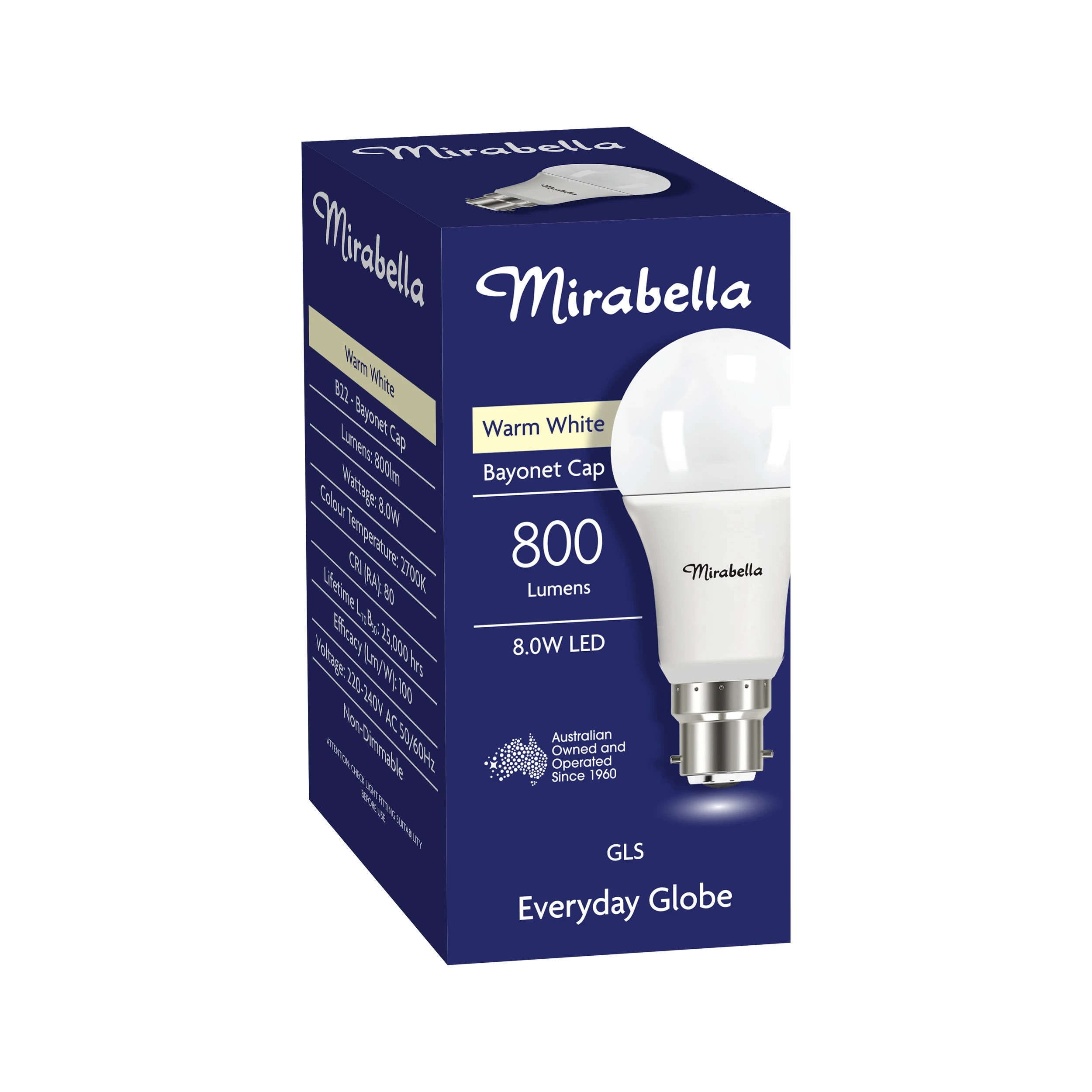 6 Mirabella LED GLS BC 2700K Warm White 8W Everyday Globe Bulb, 6 of 6