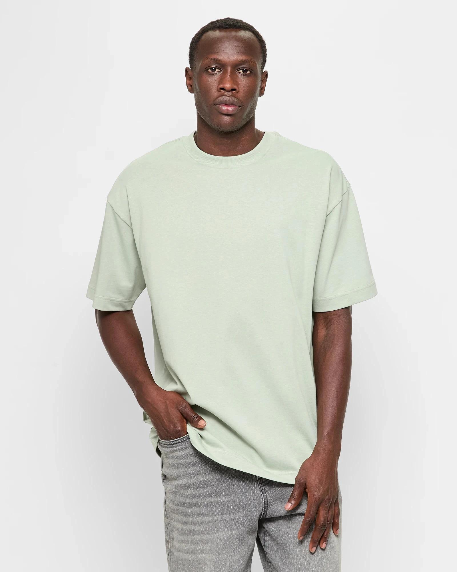 1 Commons Australian Cotton Oversized Heavy Core T-Shirt AQUA/GREY, 1 of 7