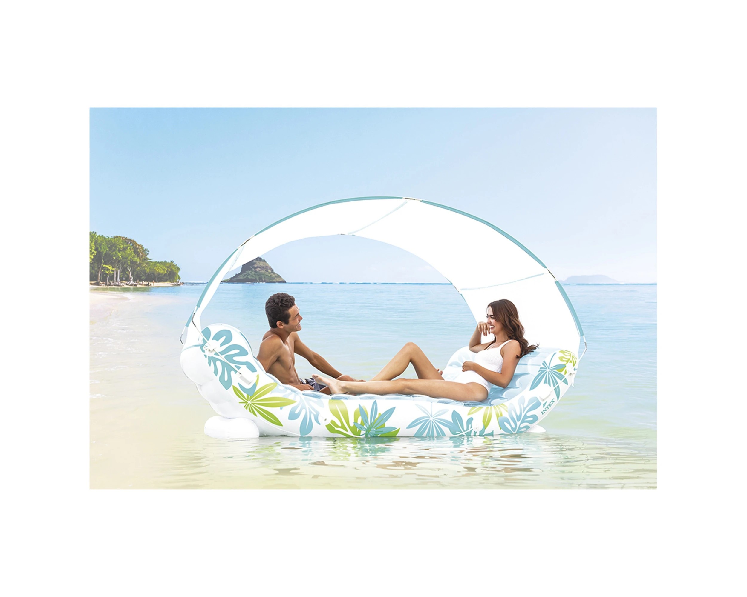 2 Intex Tropical Two Person Inflatable Canopy Pool Lounge 224 X 150 X 165 Cm - Multi, 2 of 7