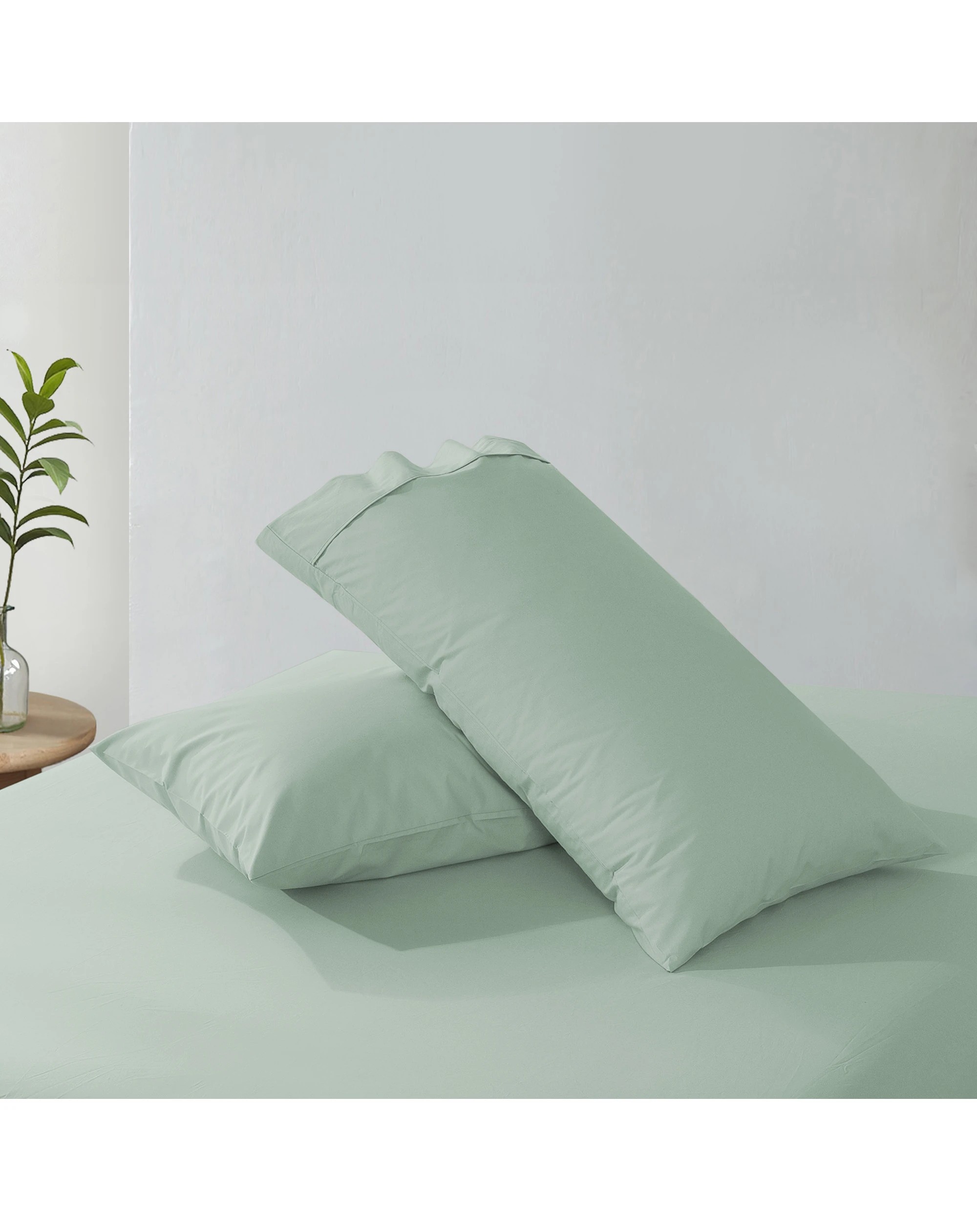 6 Dreamaker 300TC Cotton Percale King Pillowcase Twin Pack - Sage, 6 of 7