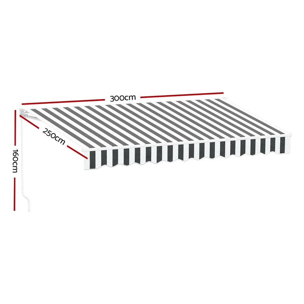 2 Instahut Retractable Folding Arm Awning Manual Sunshade 3Mx2.5M - Multi, 2 of 2