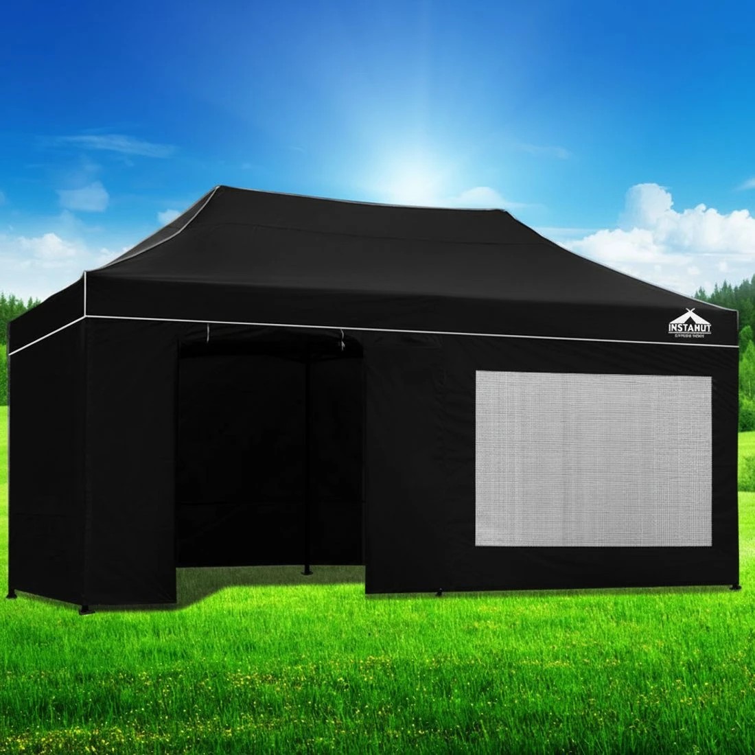 7 Instahut Gazebo 3x6 Pop Up Marquee Folding Tent Wedding Gazebos Camping Outdoor Shade Canopy - Black, 7 of 8