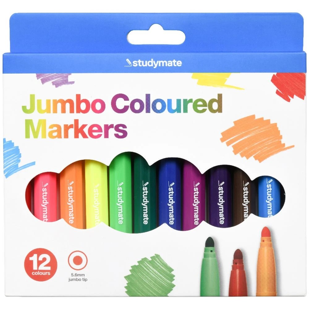 2 Studymate Jumbo Coloured Markers 12 Pack, 2 of 10