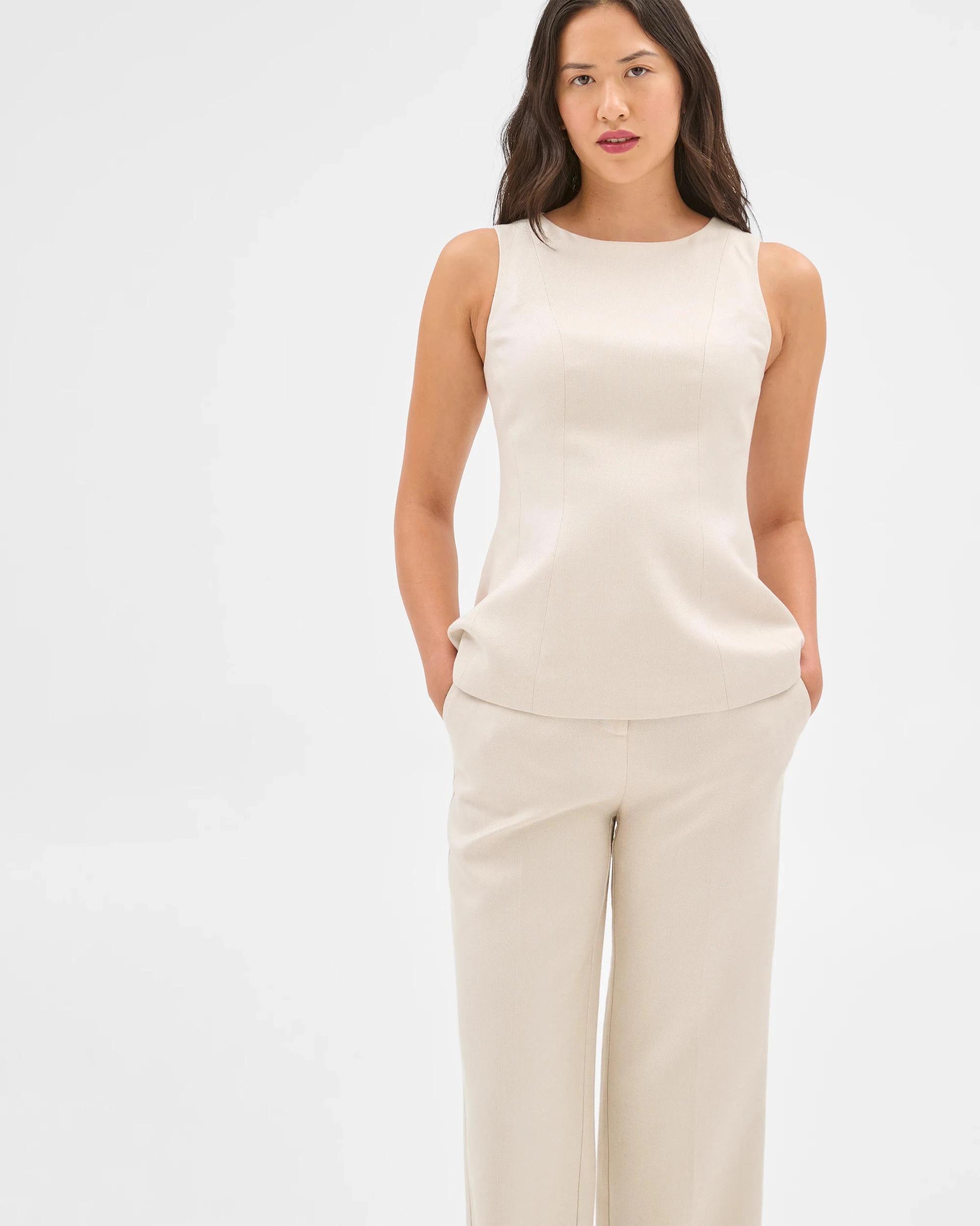 3 Textured Straight Leg Pants - Preview CREAM, 3 of 6