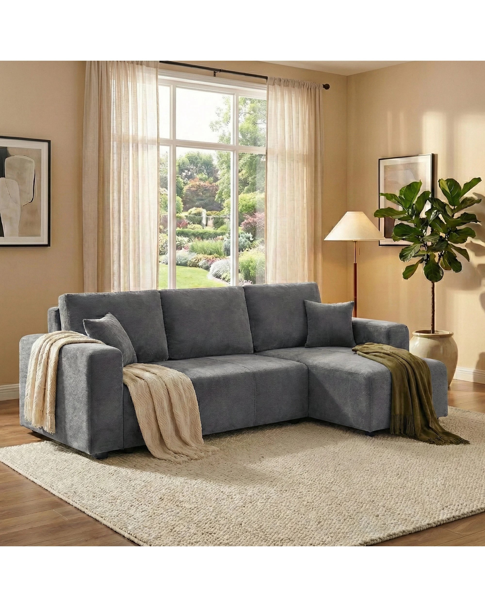 9 Sarantino Caliana Reversible L Shape Sofa Bed with Storage and Backrest, 9 of 10