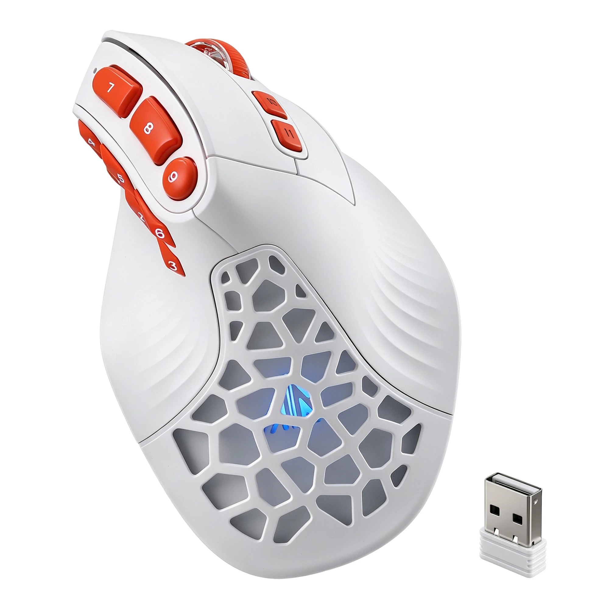 10 Solakaka E9 Pro Vertical MMO Mouse Tri-Mode 36000 DPI 8000Hz PAW3395 - White, 10 of 10